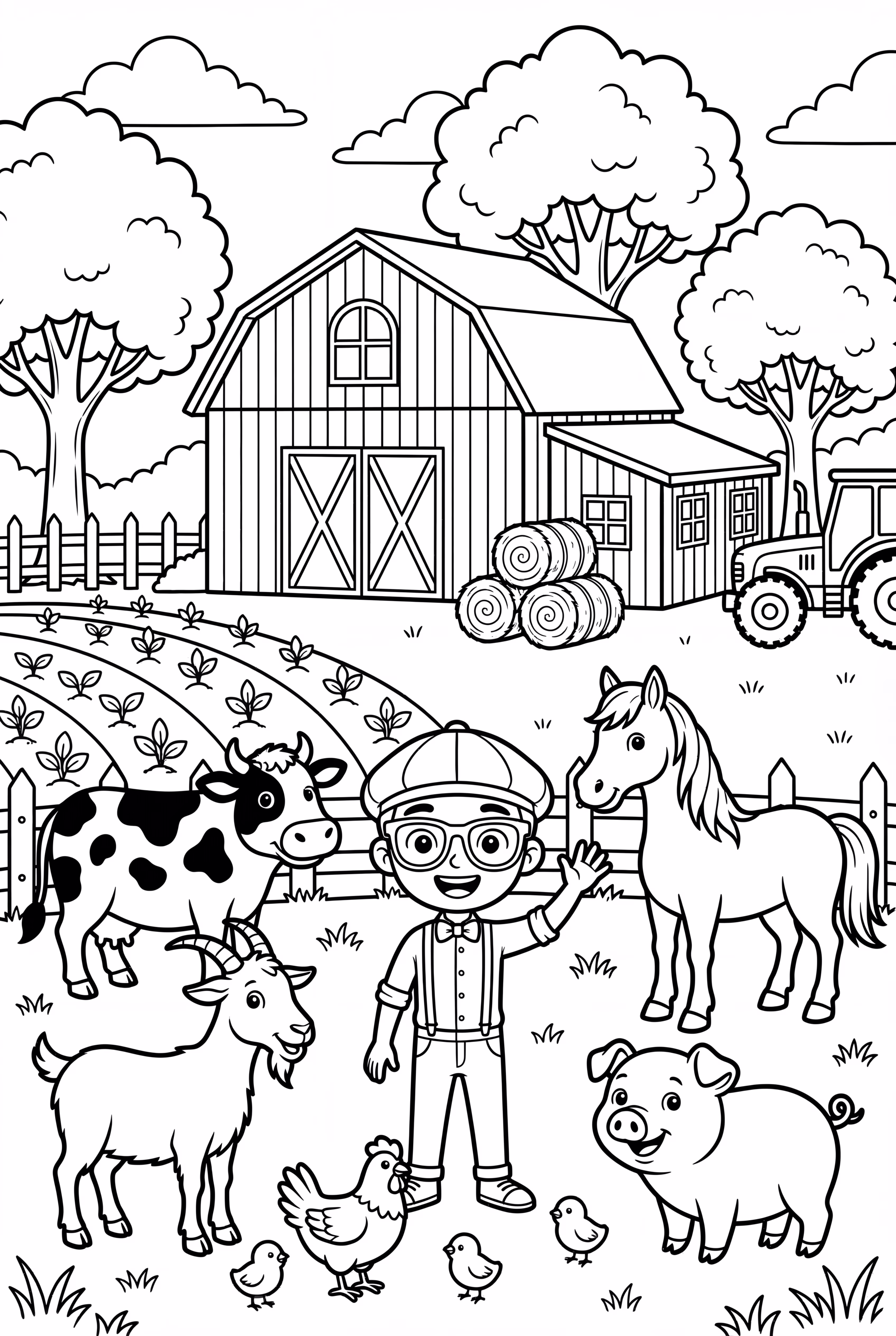 納屋と動物のいる農場のブリッピ