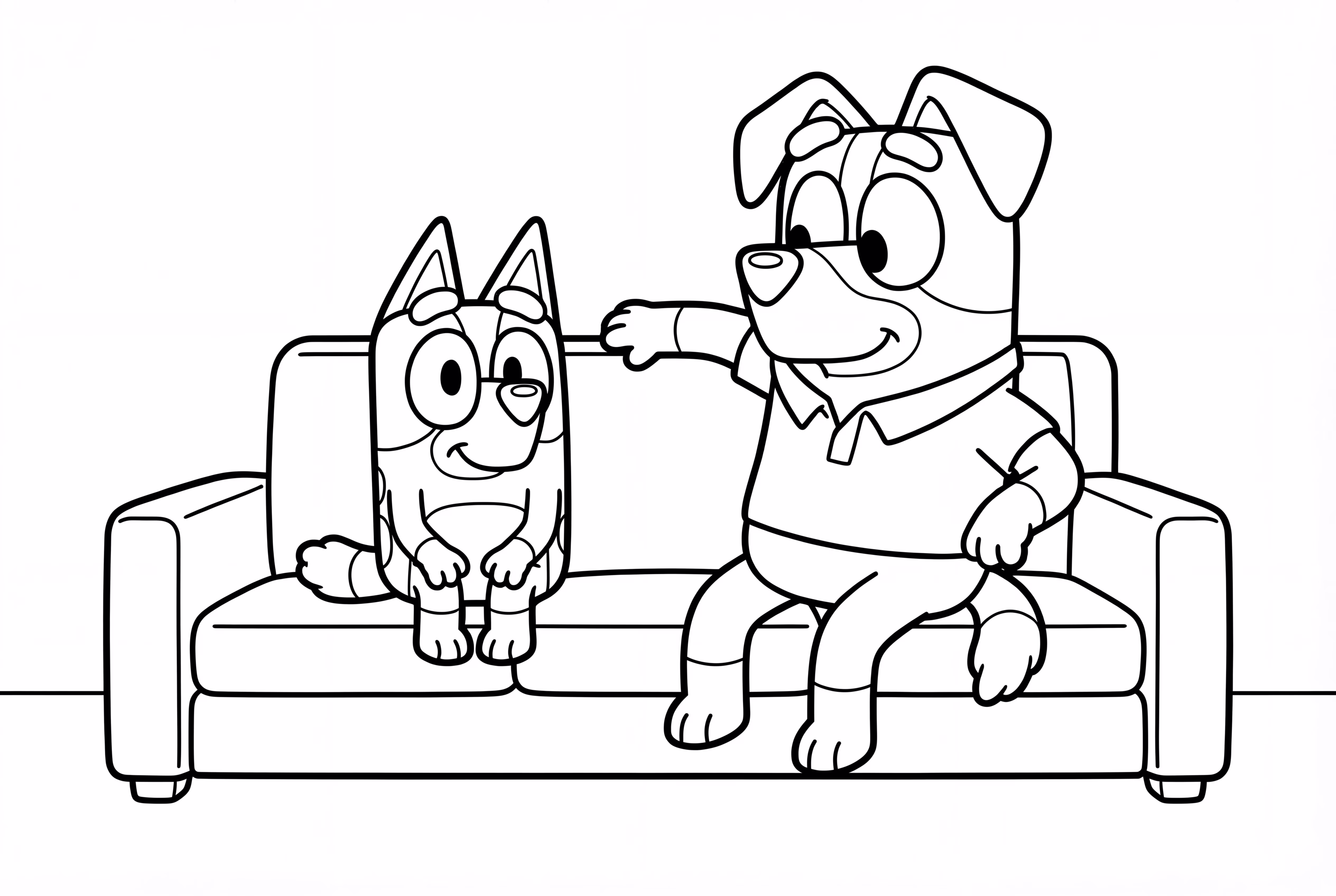 Bluey e Bandit no Sofá