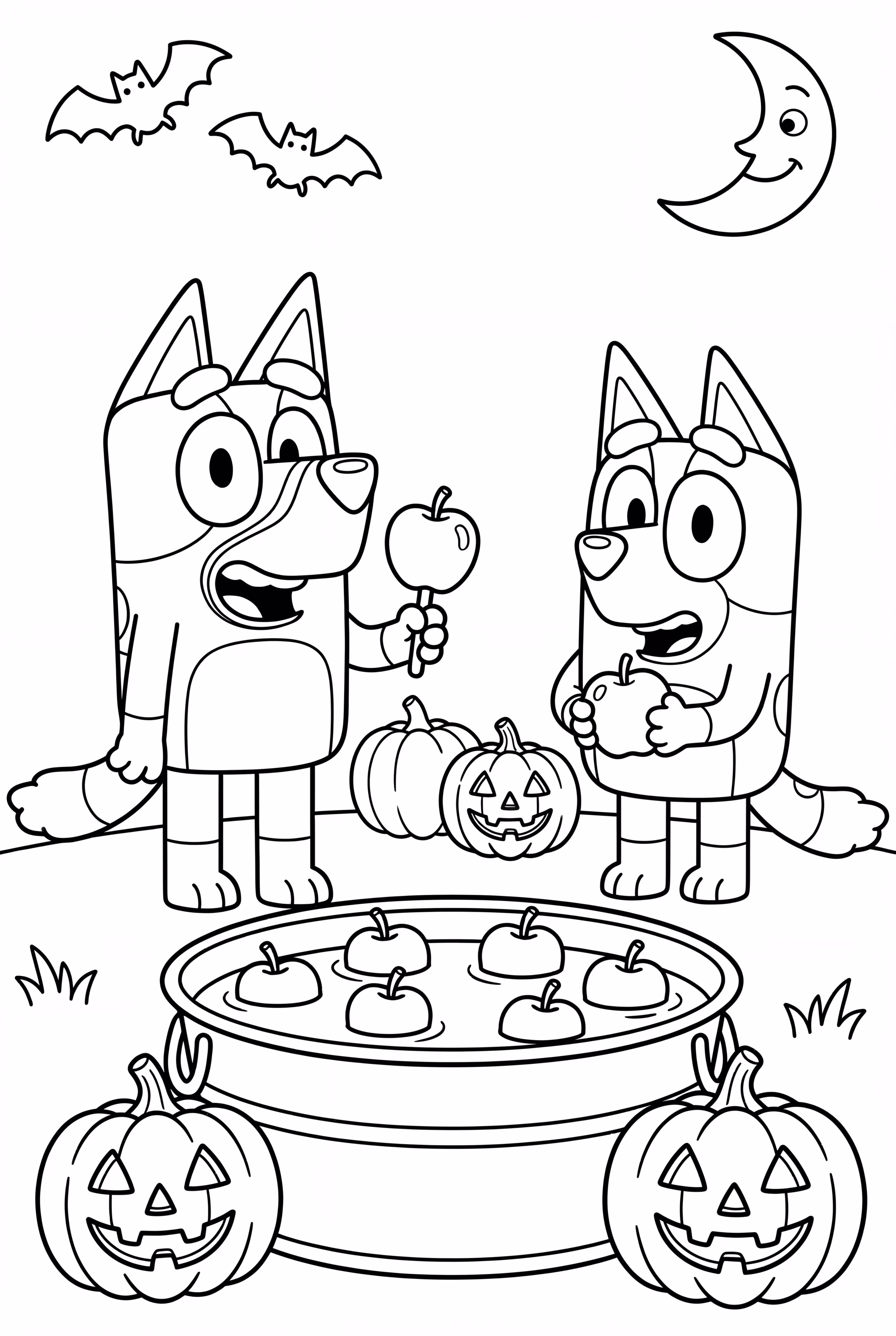 Bluey And Bingo Bobbing For Bluey Halloween Apples