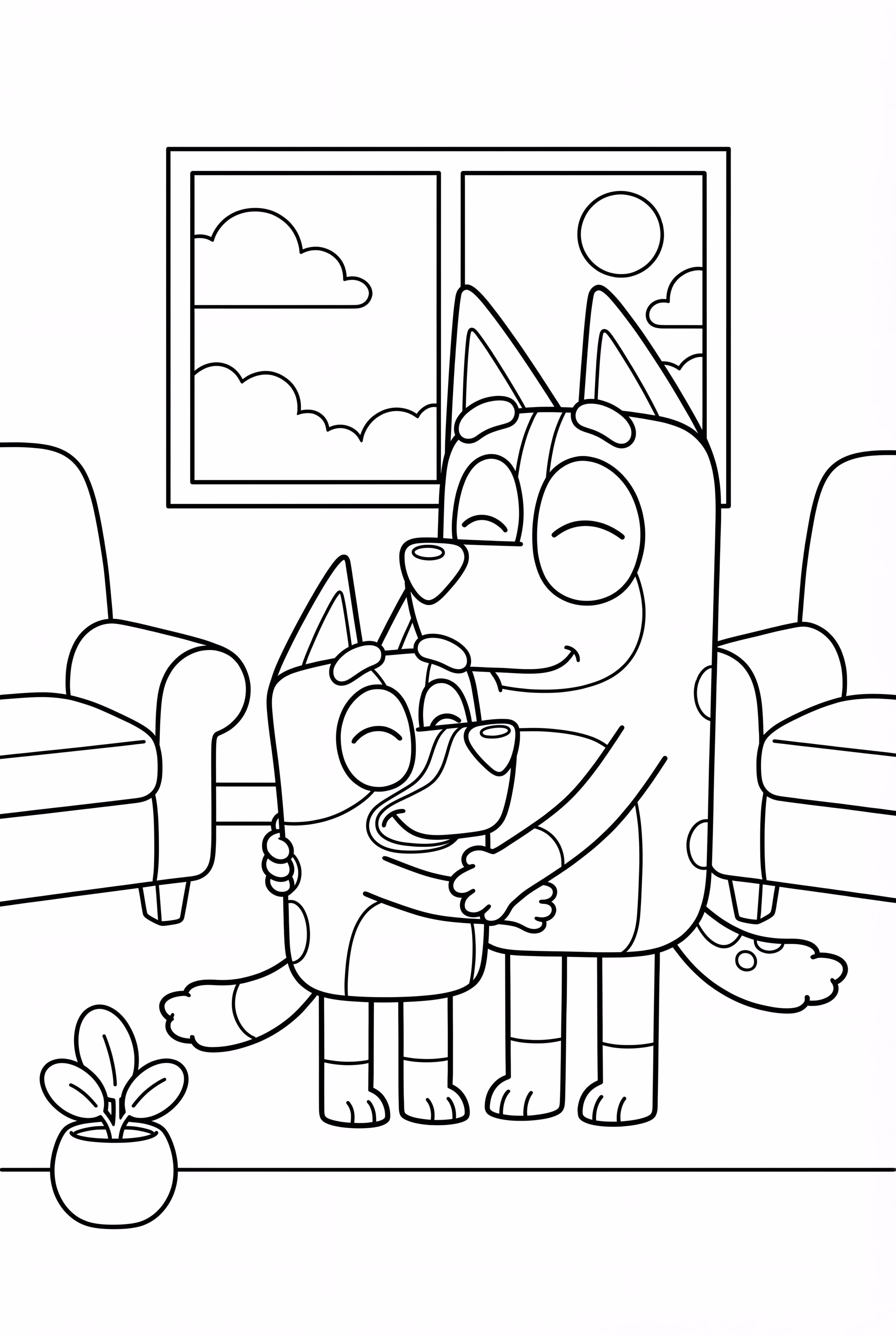 Bluey e Chilli Compartilhando um Abraço