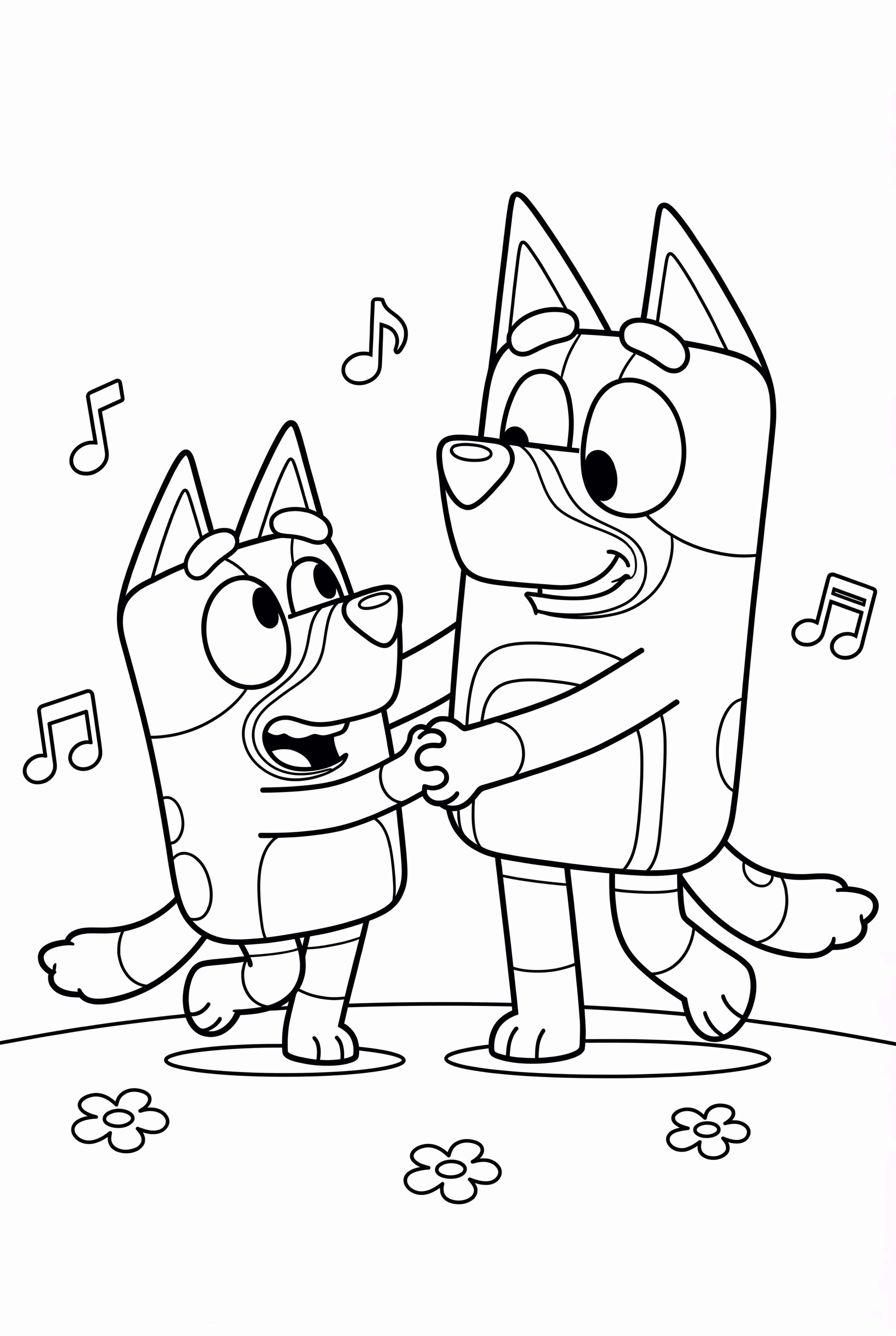 Bluey e o Papai Bandit Dançando Juntos