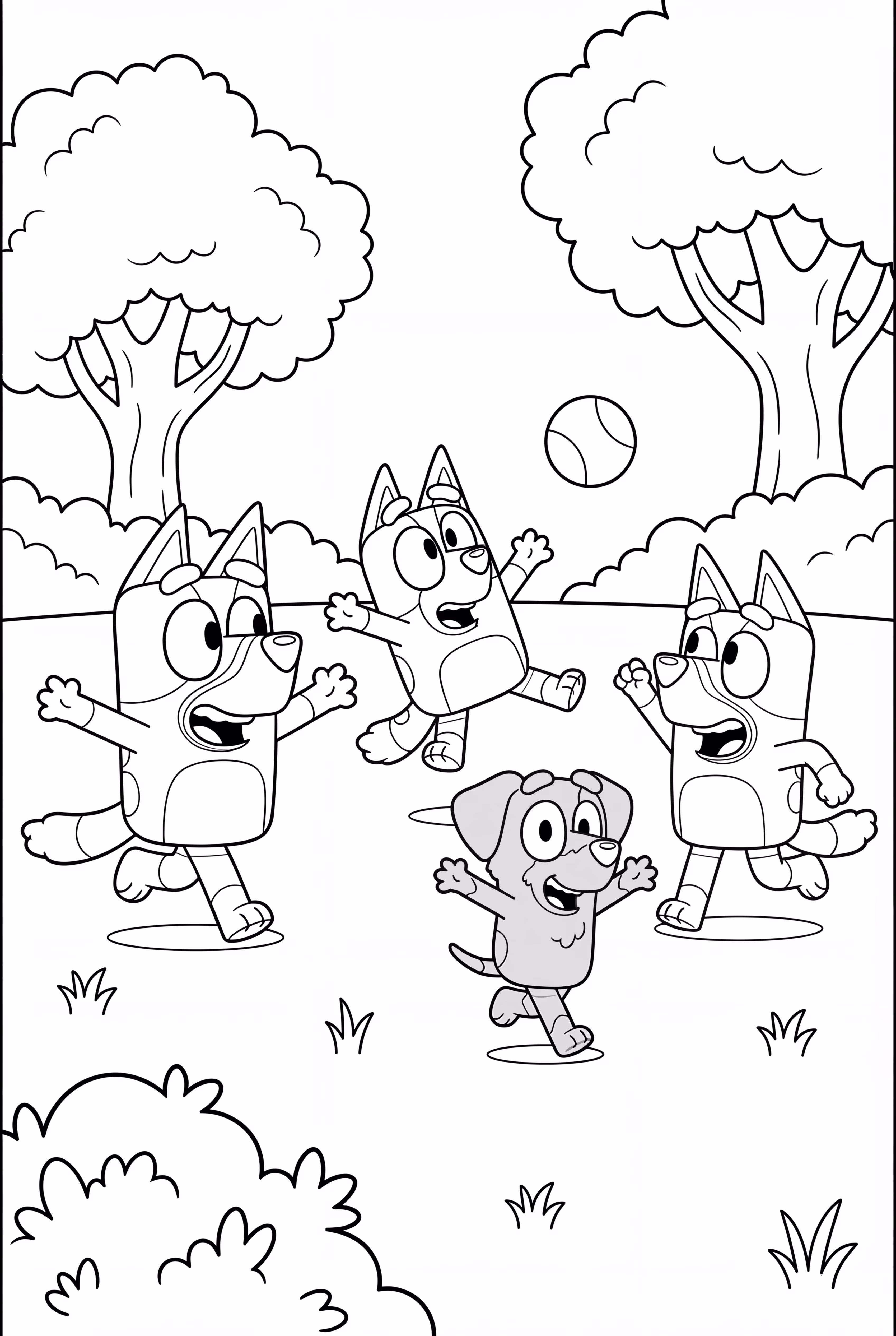Bluey And Friends Playing Tag In The Park
