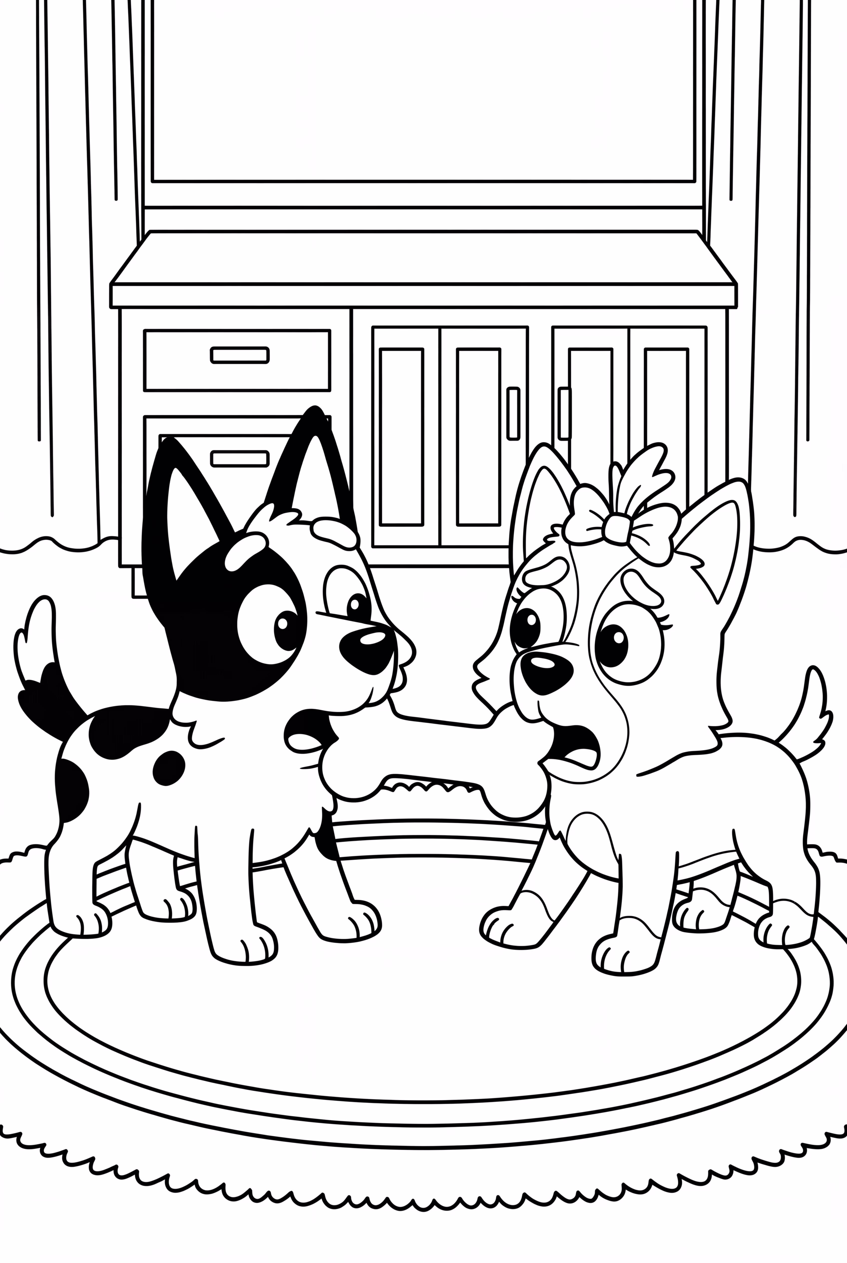 Bluey et Muffin se disputent un jouet