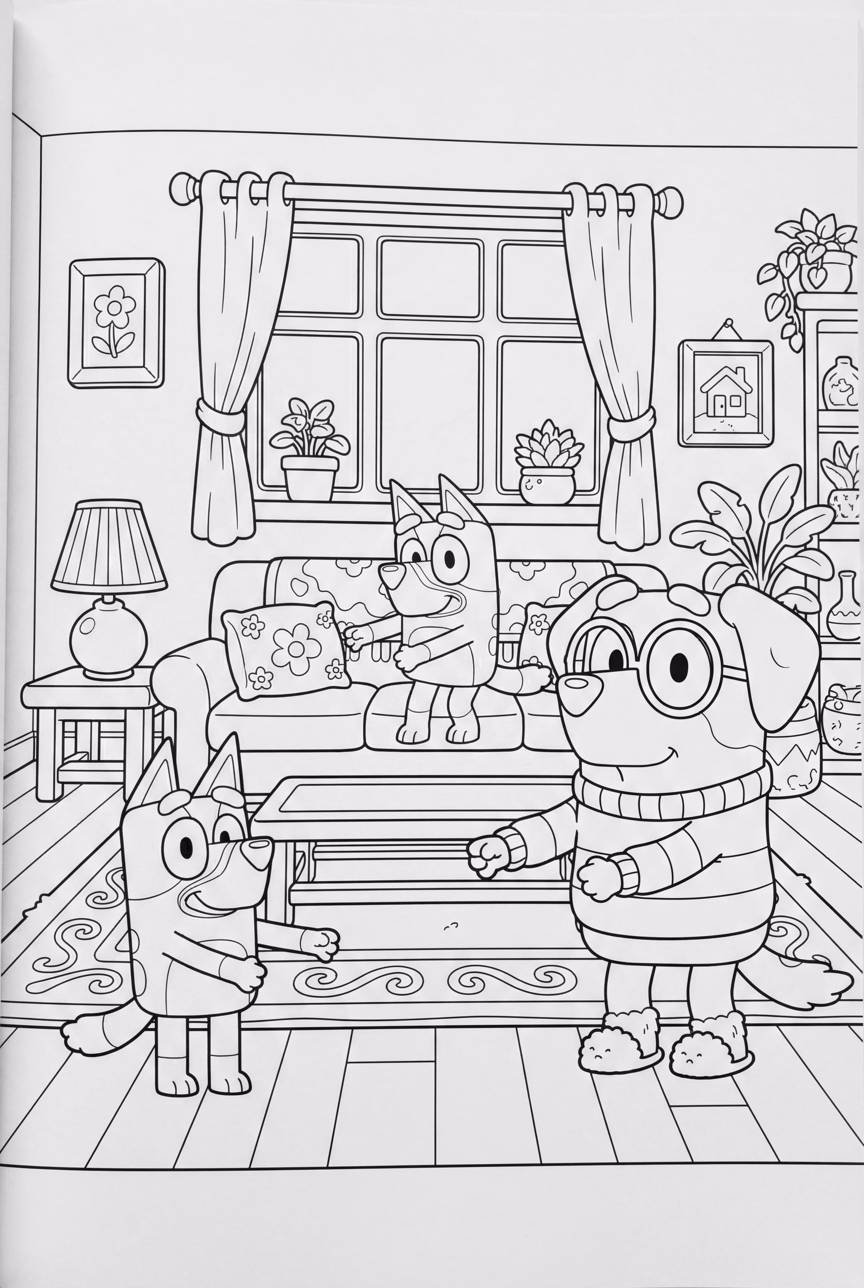 Bluey et les grands-mères qui utilisent du fil dentaire pour Bandit