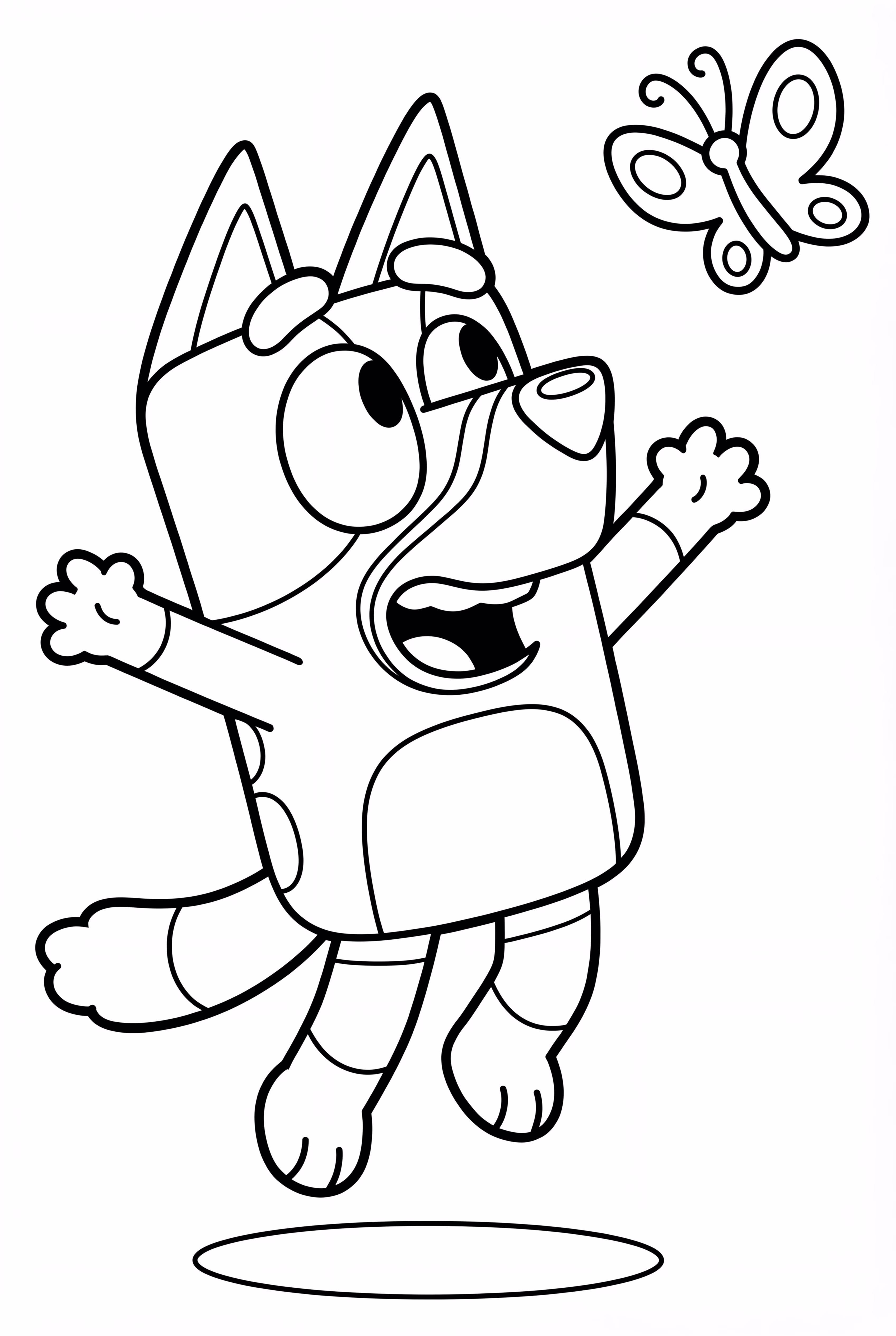 Bluey poursuivant un papillon