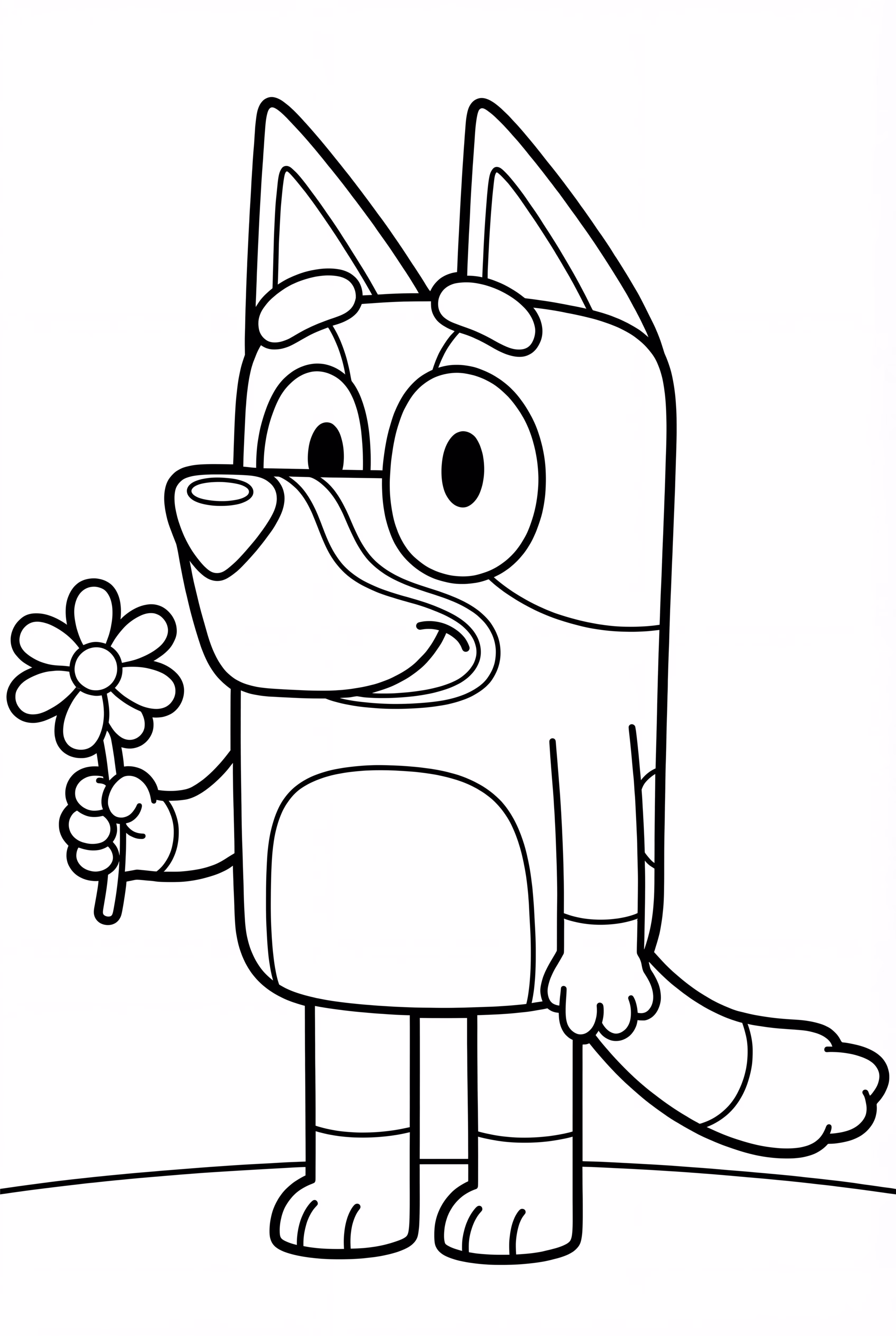 Bluey Holding A Single Flower
