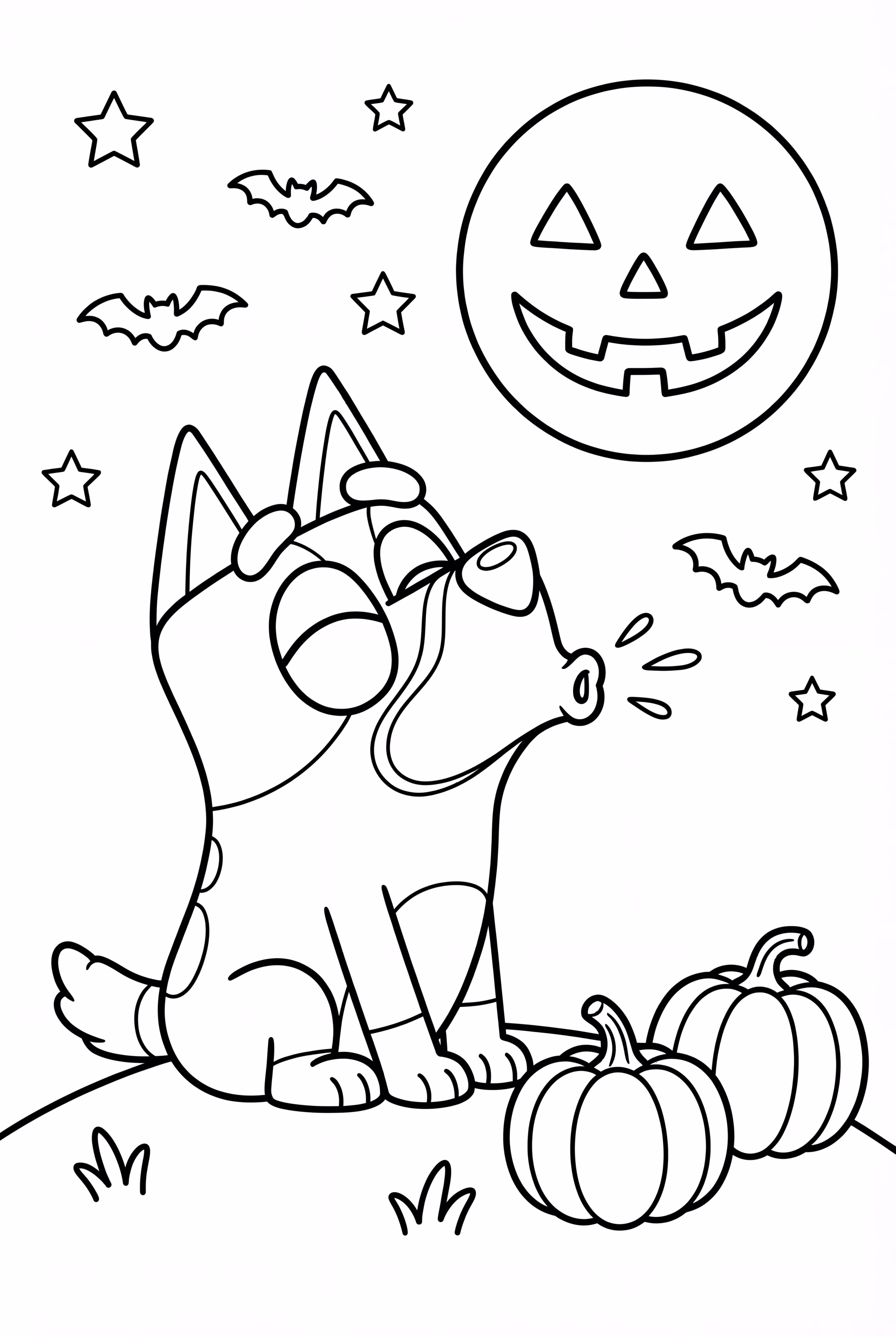 Bluey Howling At The Bluey Halloween Moon