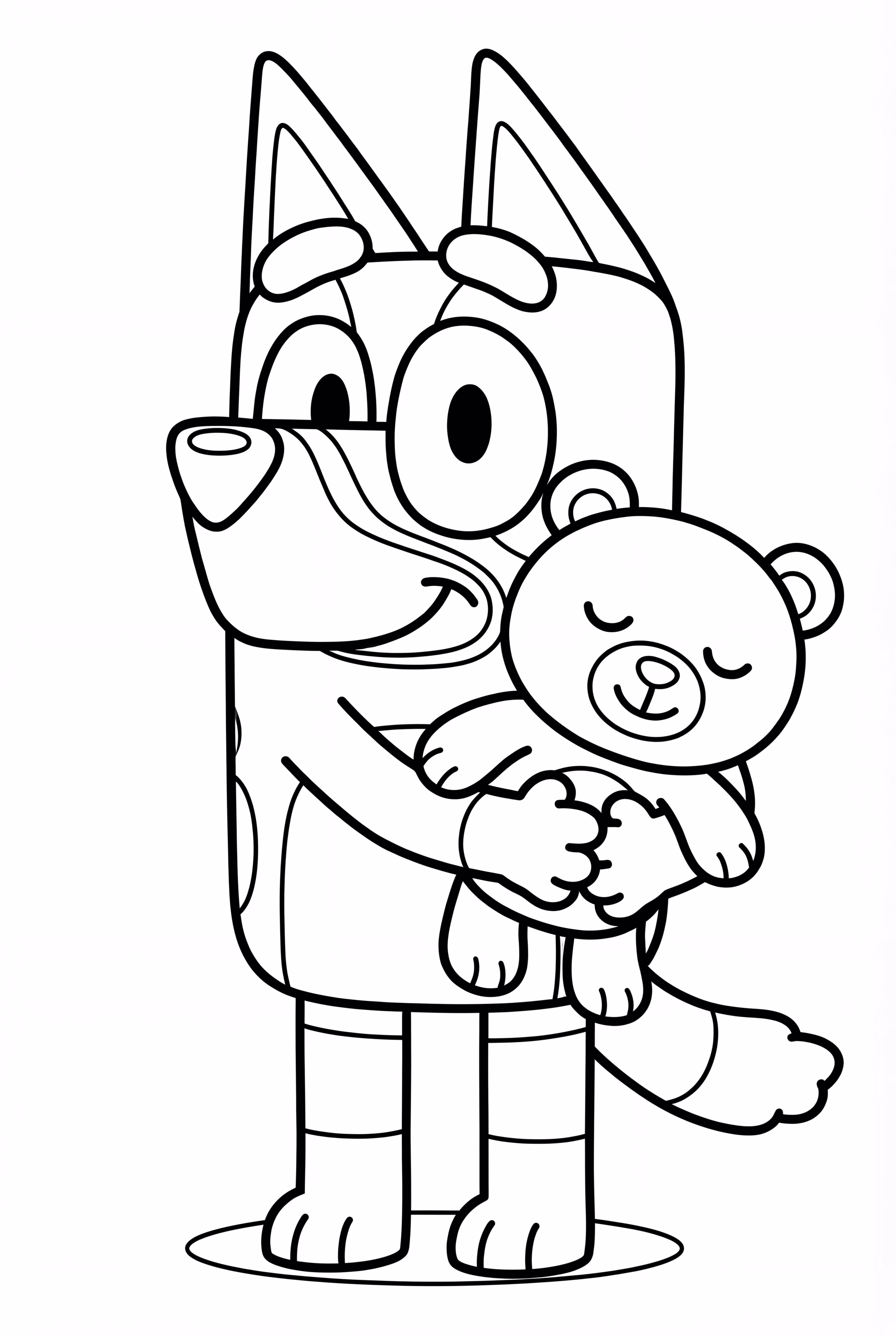 Bluey serrant son nounours