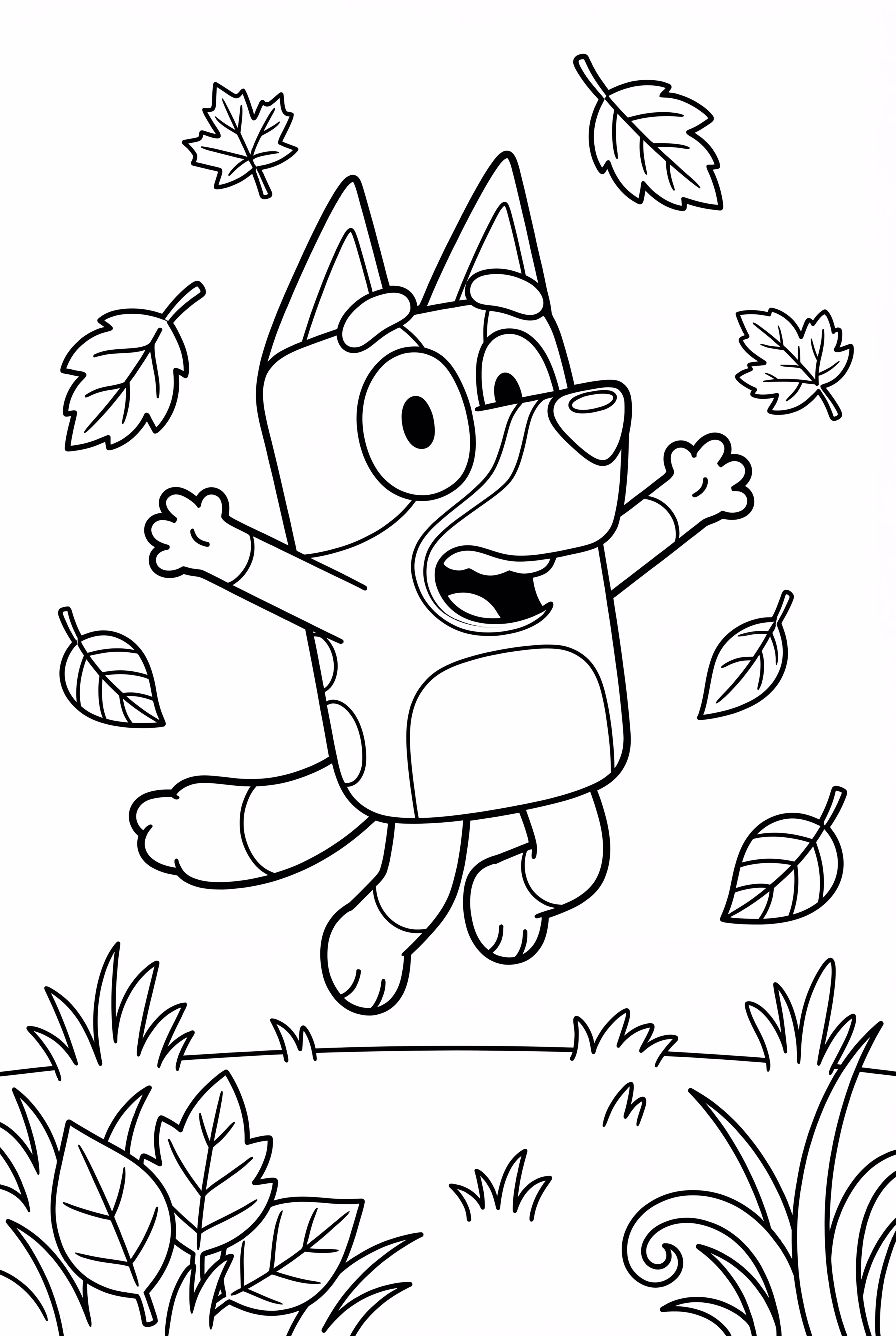 Bluey Playing In Autumn Leaves