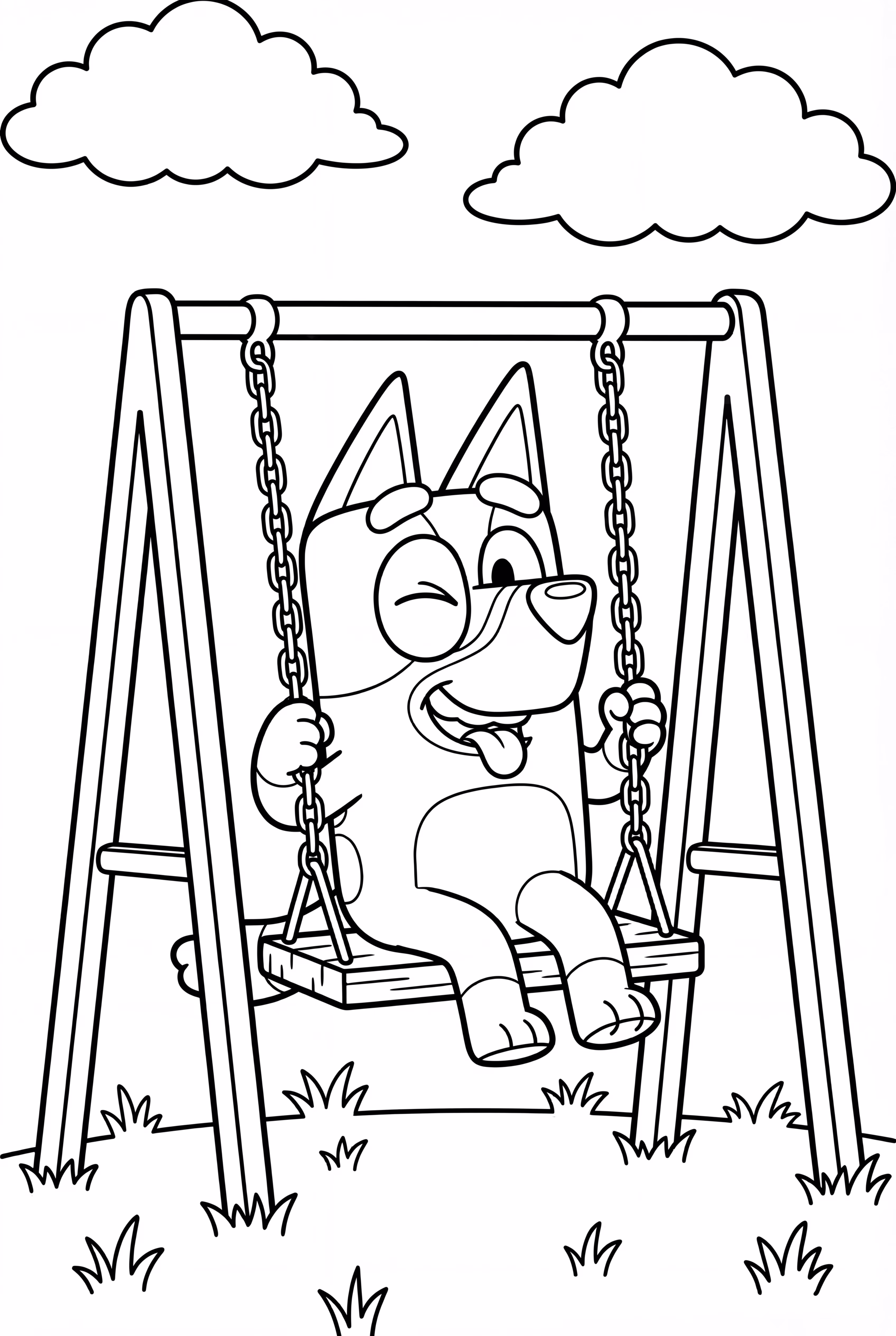 Bluey Playing On The Swing Set