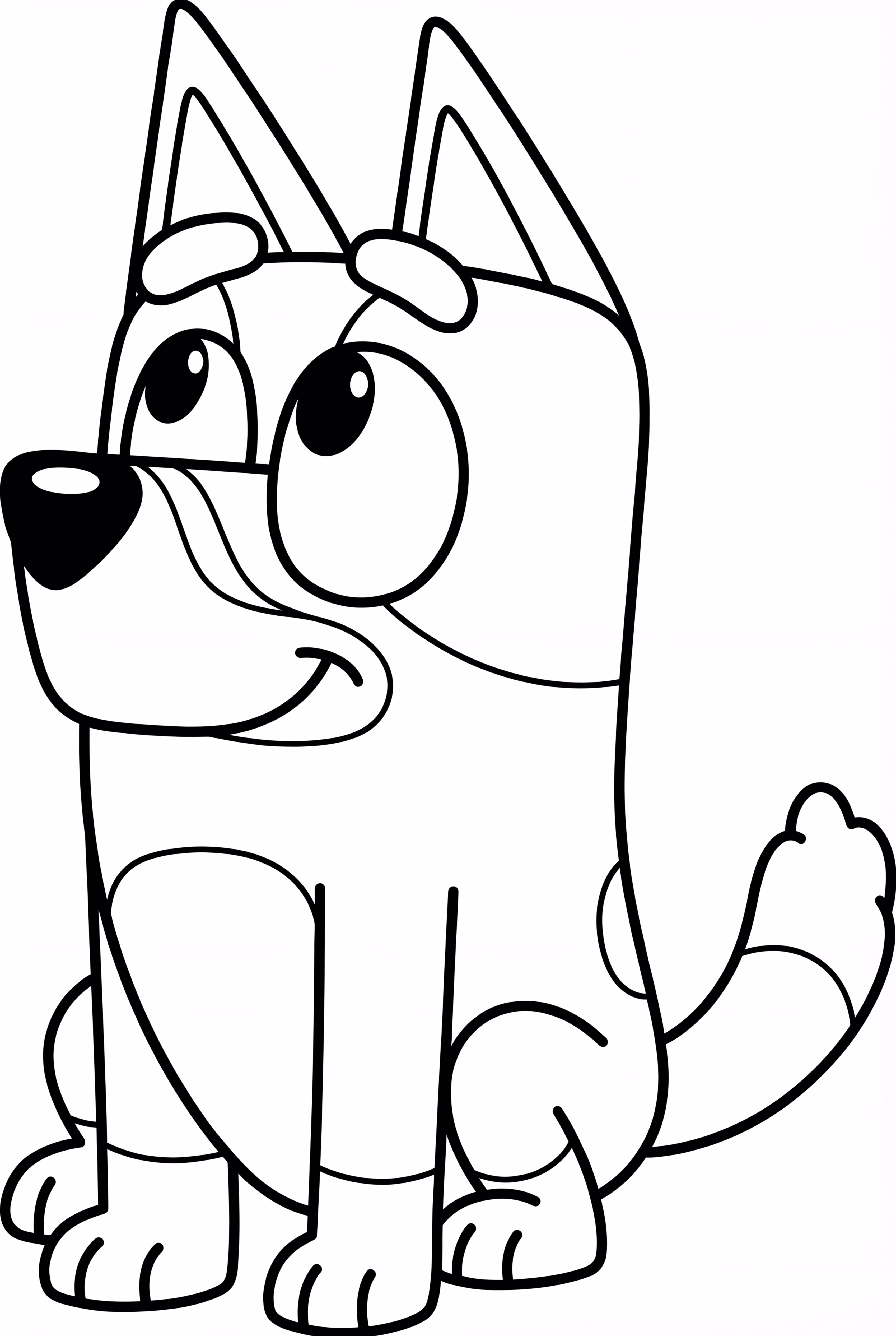 Bluey assis et à l'écoute