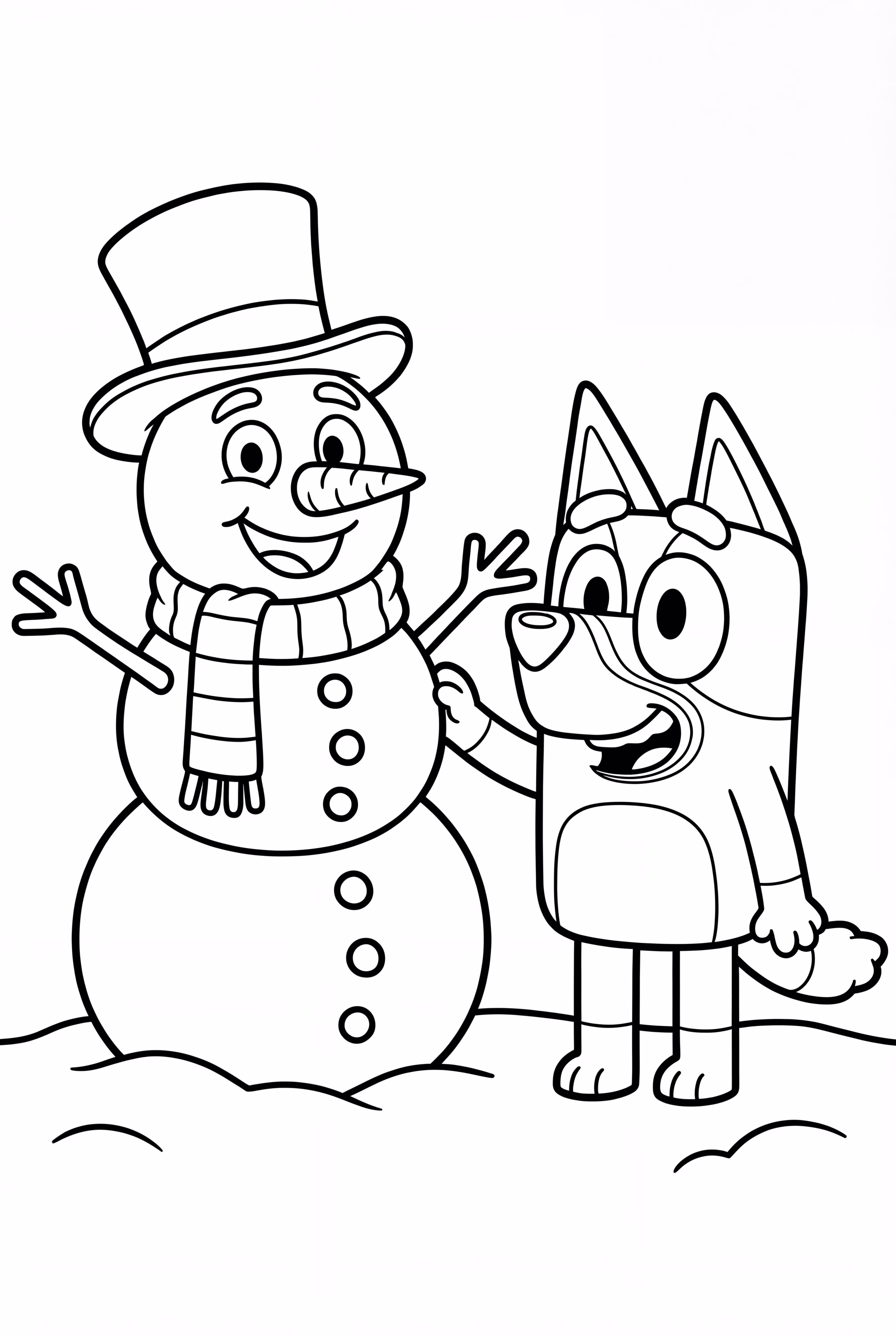 Divertido Boneco de Neve do Bluey no Inverno