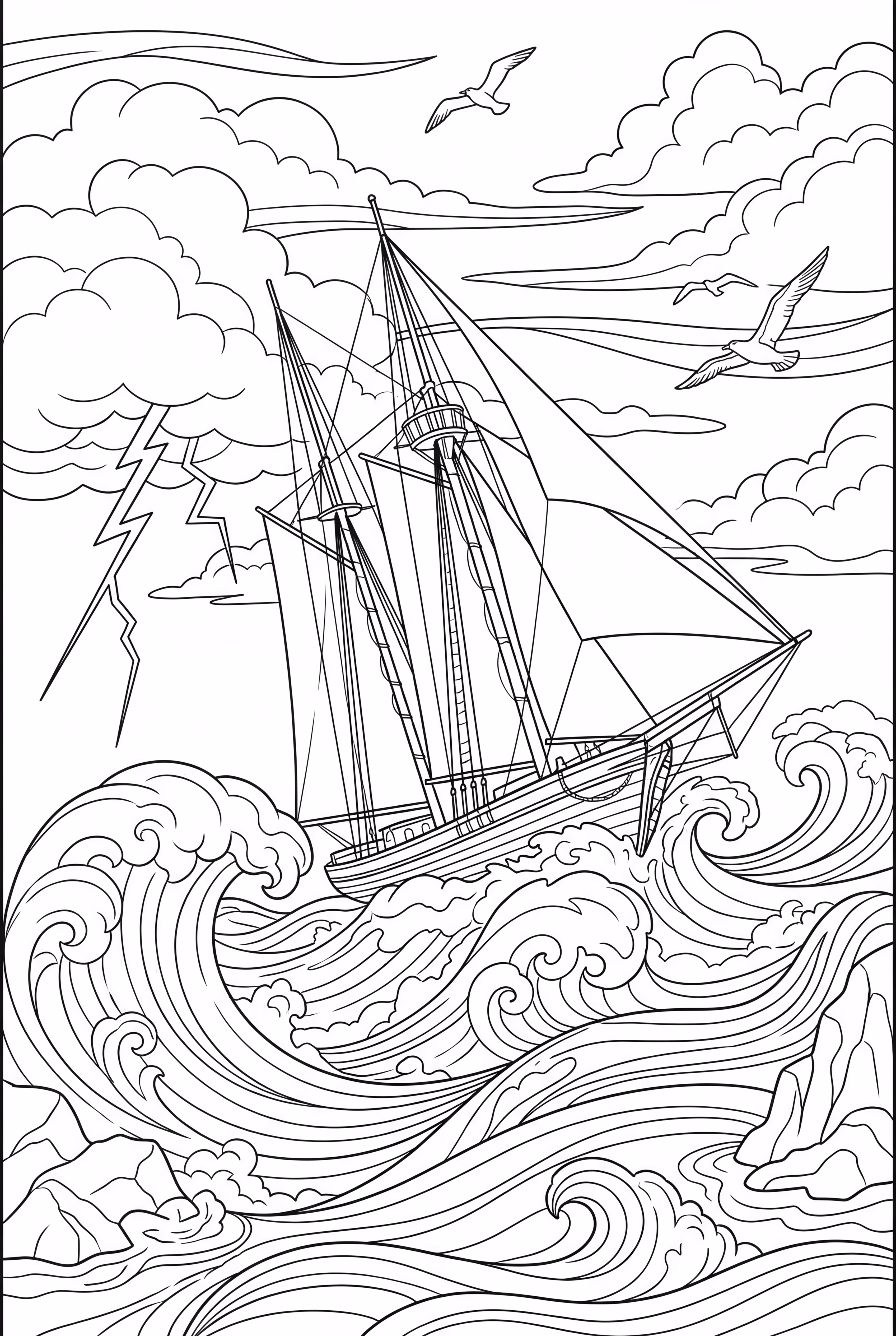 Boat in a Stormy Sea Adventure