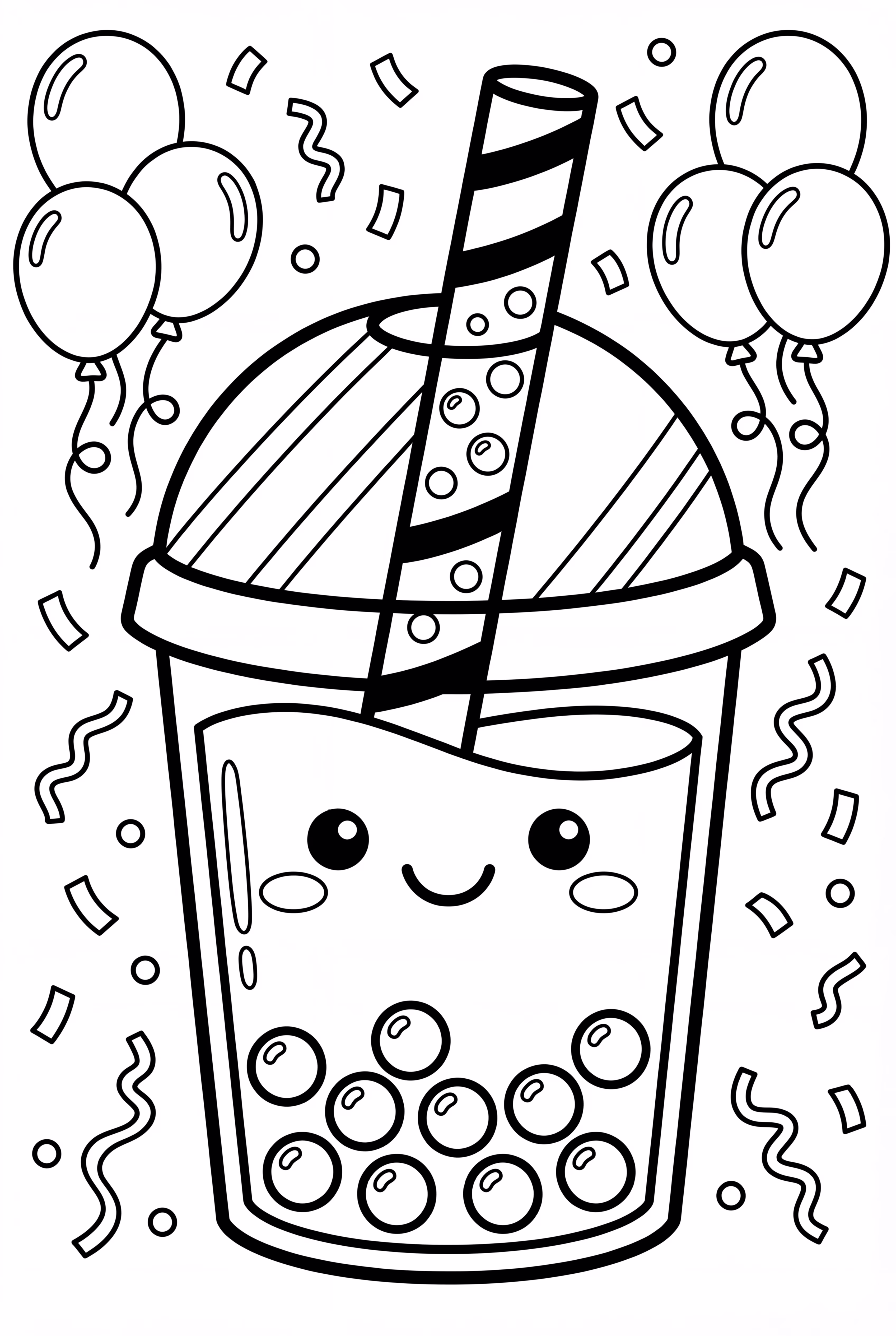 Boba Tea Celebration With Confetti