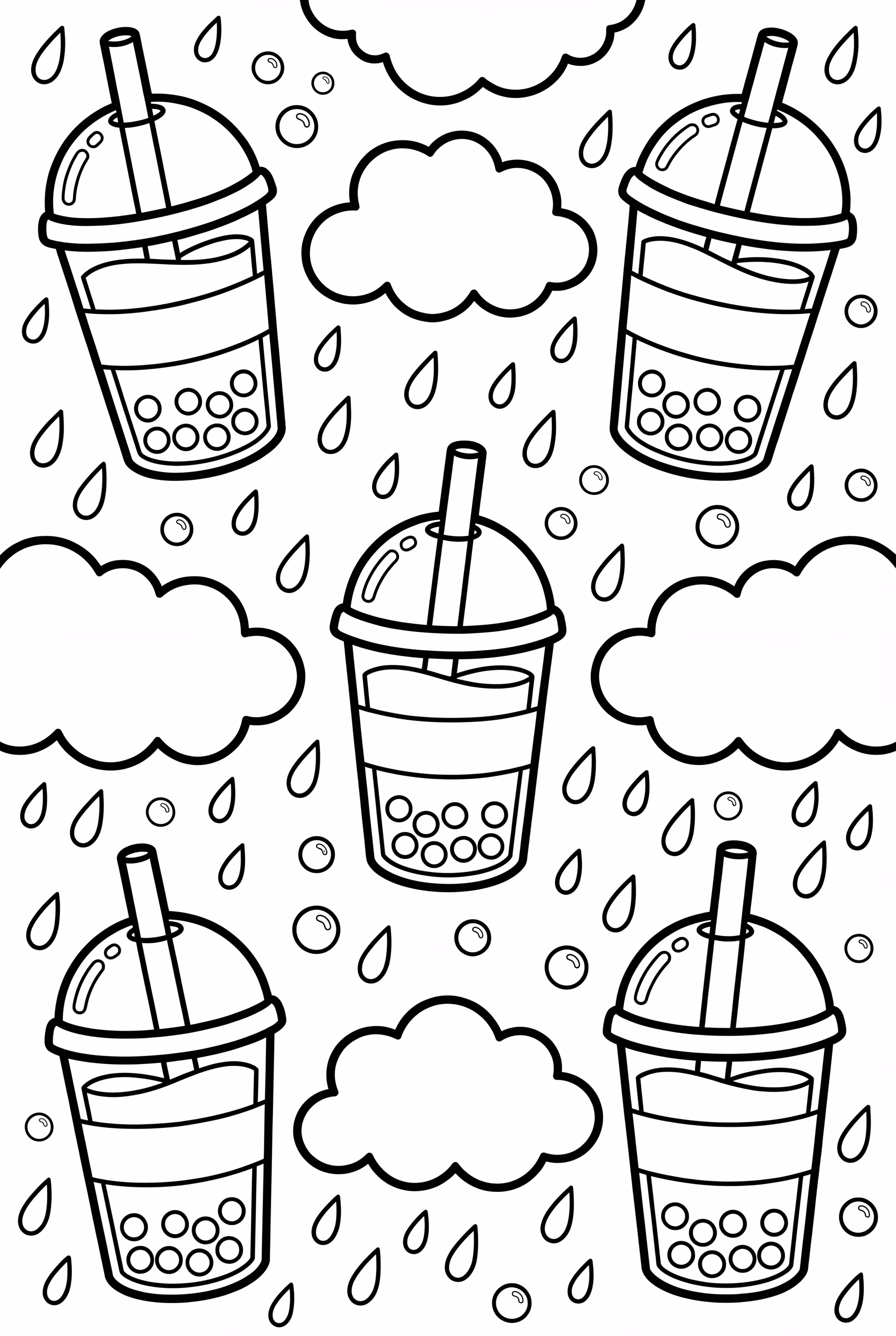 Boba Tea Raindrop Art Pattern