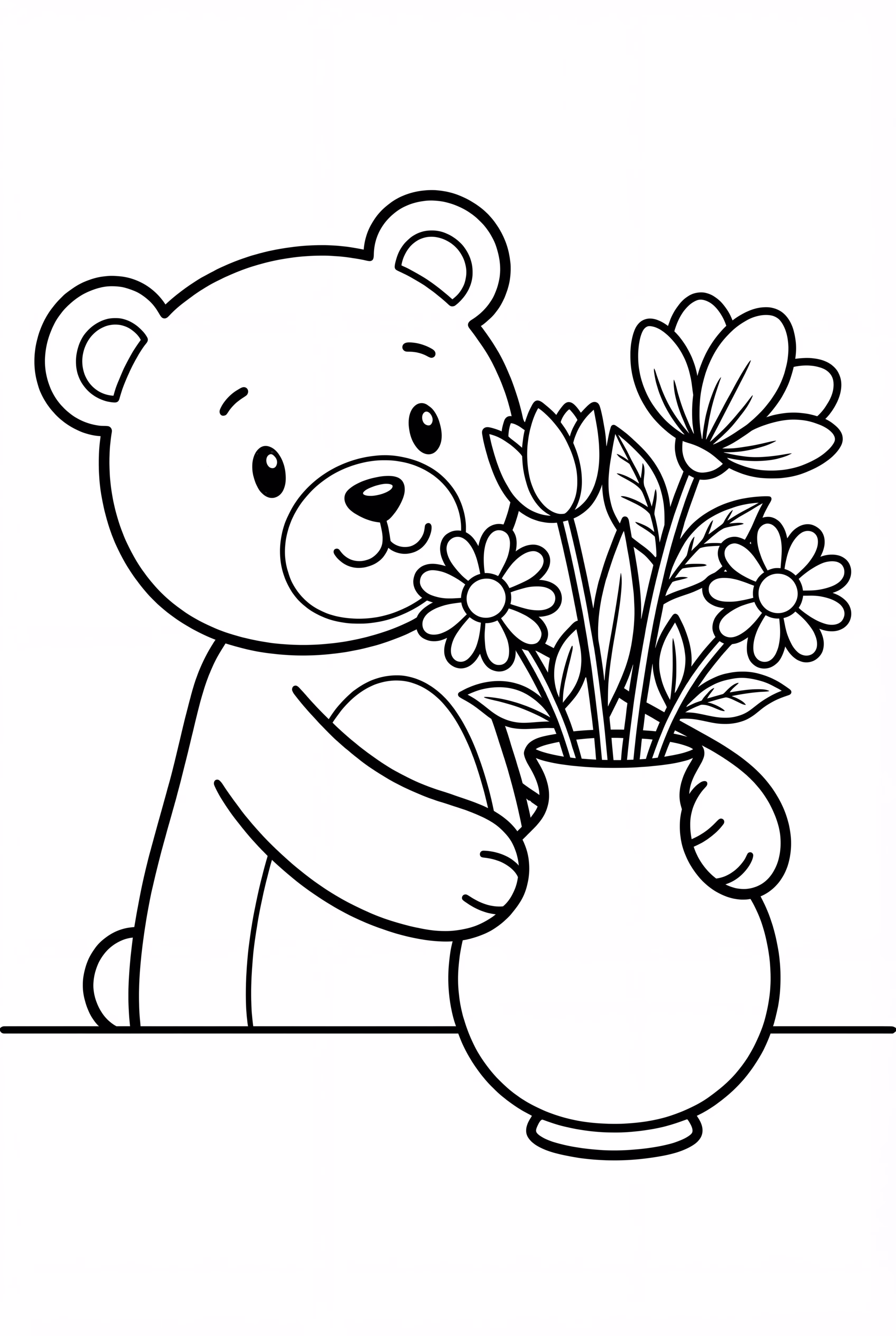 Bobbie Goods Bear Arranging Flowers In A Vase