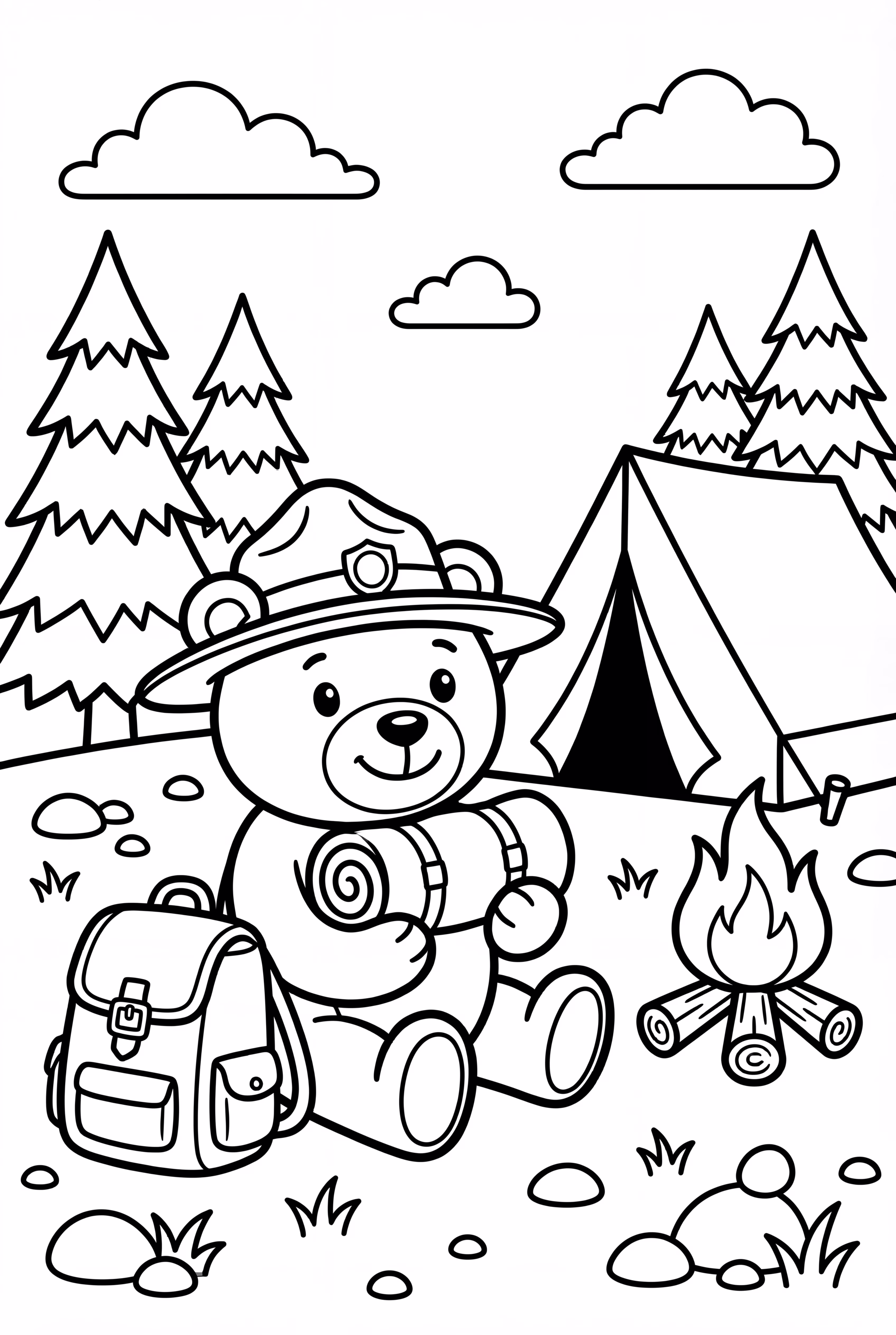 Bobbie Goods Bear Setting Up A Campsite