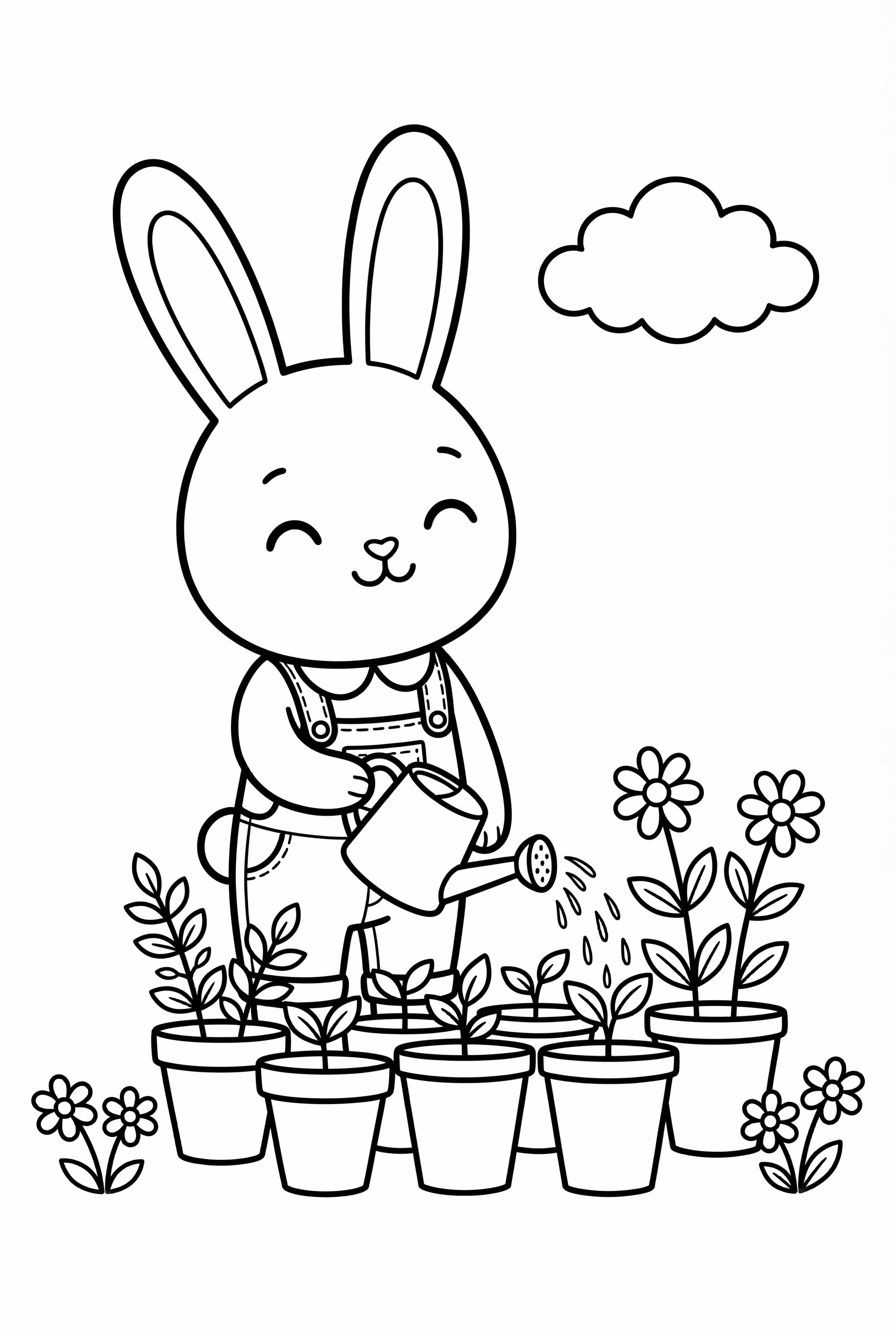 Bobbie Goods Bunny Tending To Potted Plants