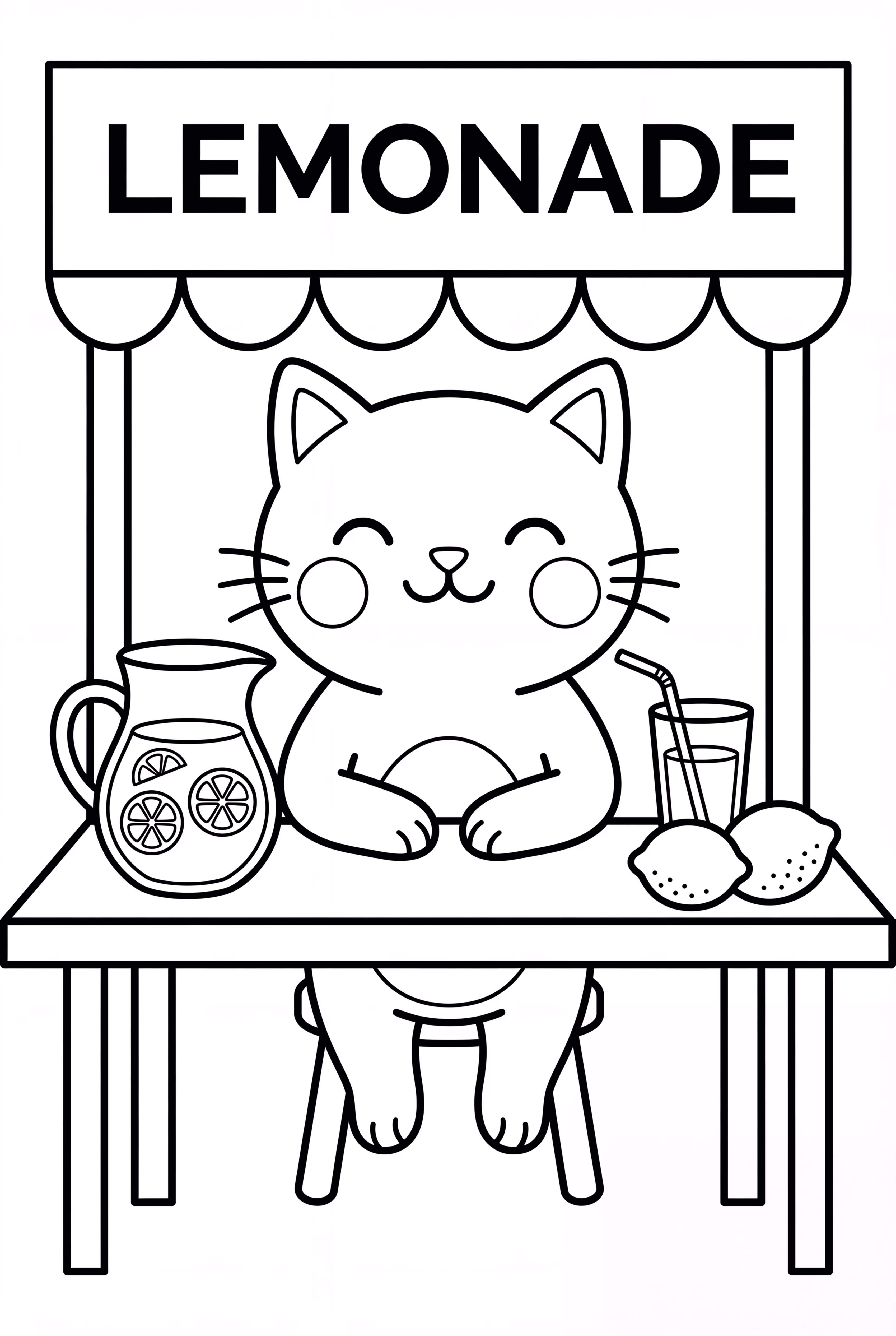 Bobbie Goods Katze an einem kleinen Limonadenstand