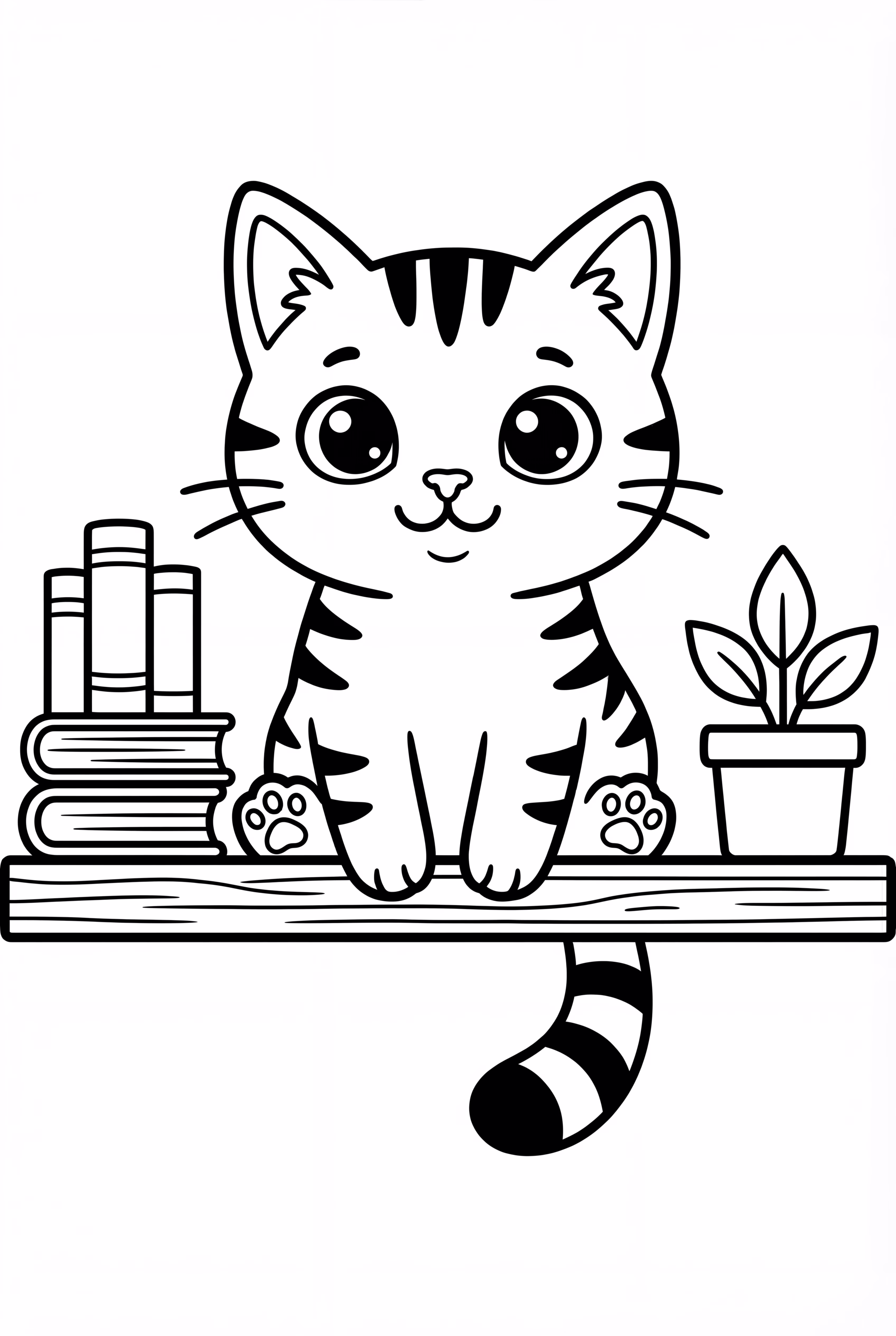 포근한 책장 위의 바비 굿스 고양이