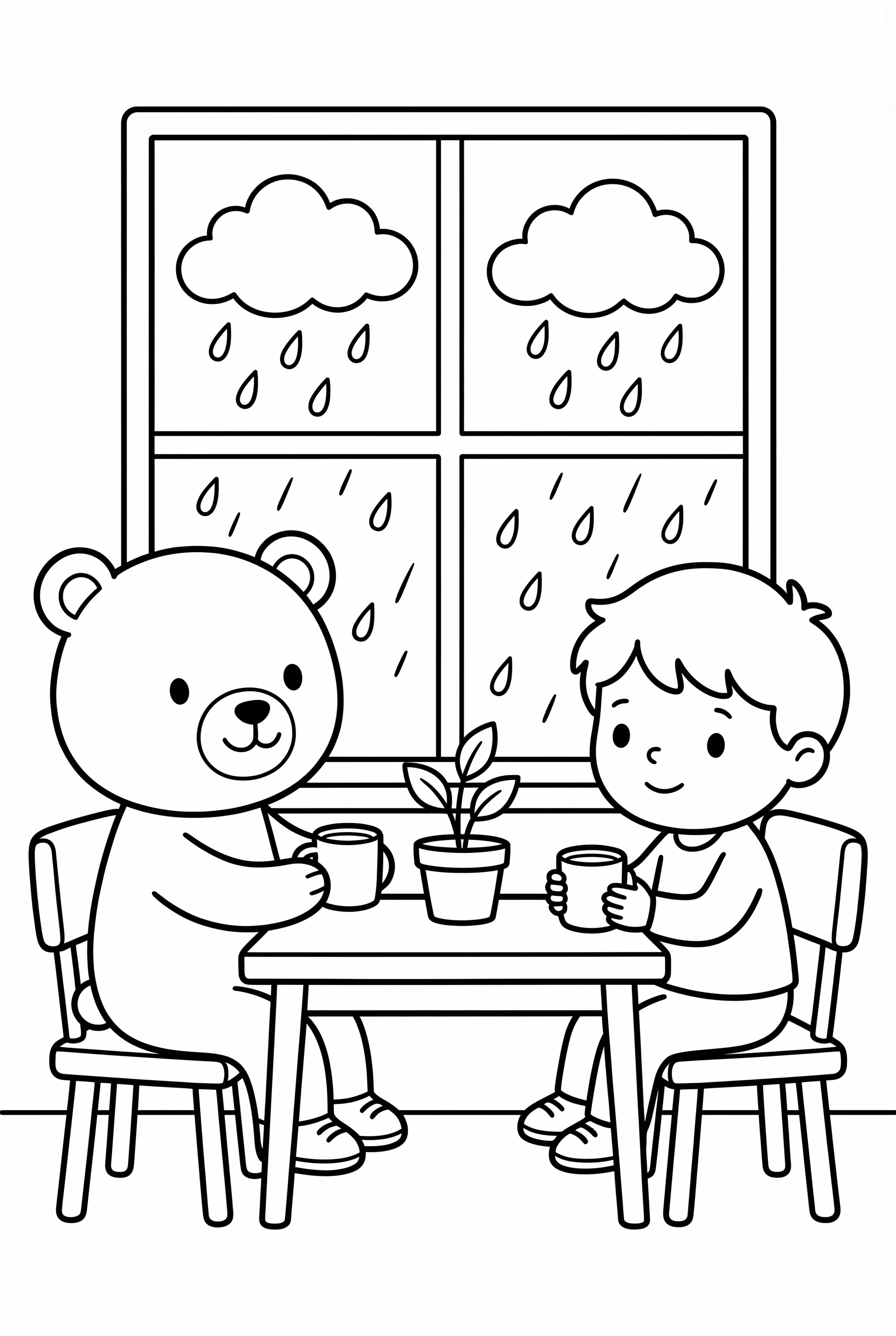 Bobbie Goods Figuren an einem regnerischen Tag drinnen