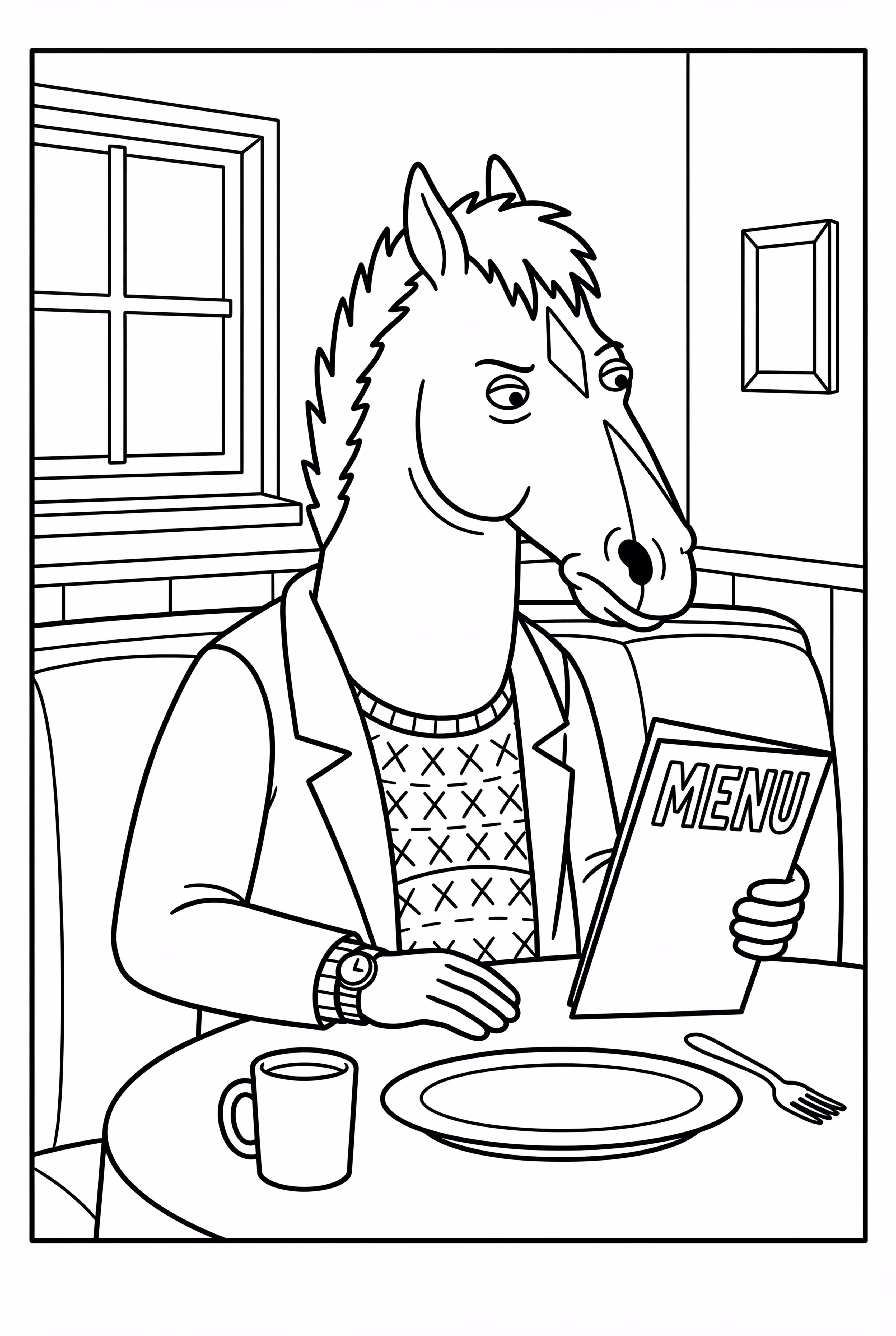 Bojack Horseman am Restauranttisch