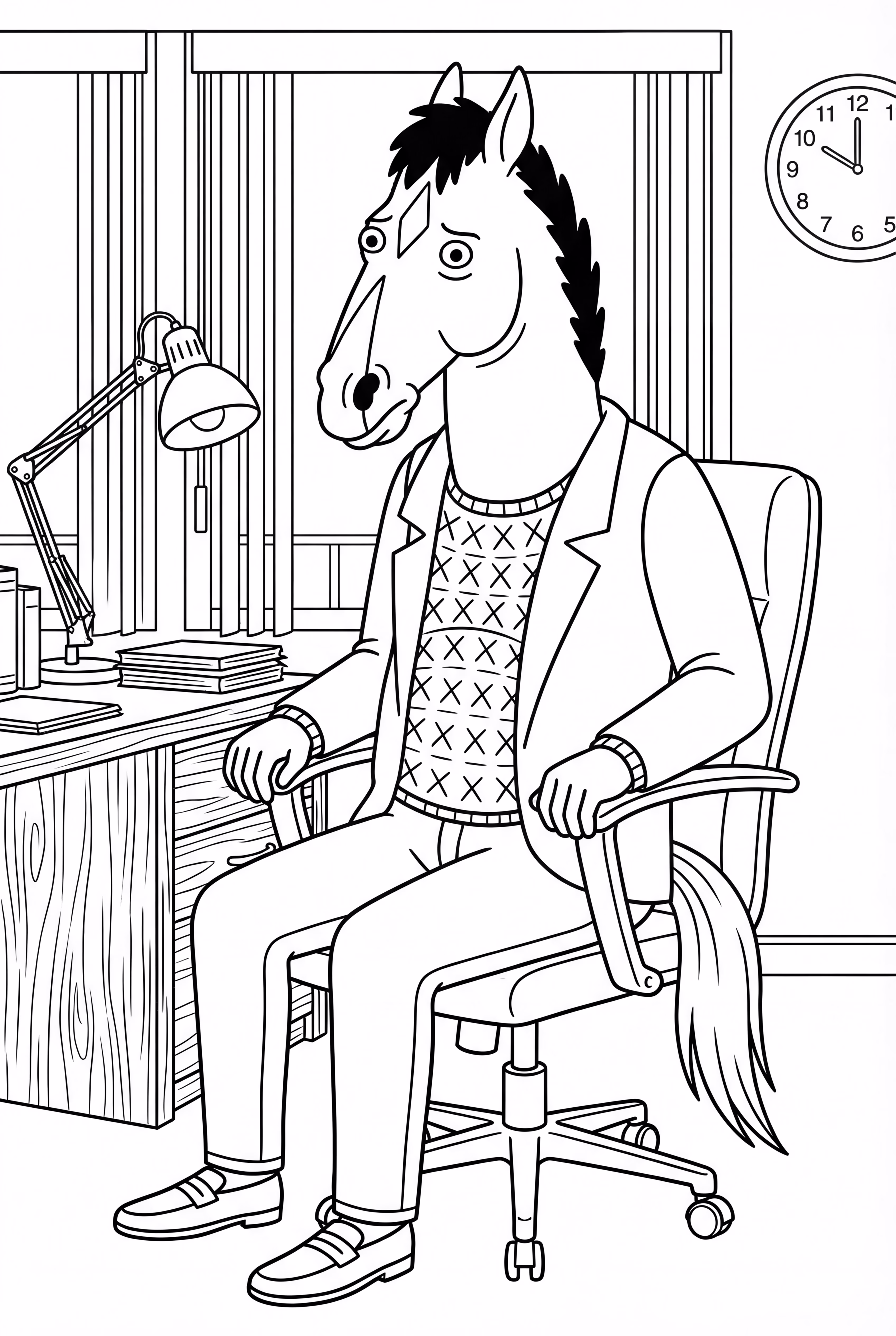 Bojack Horseman in seinem Bürostuhl