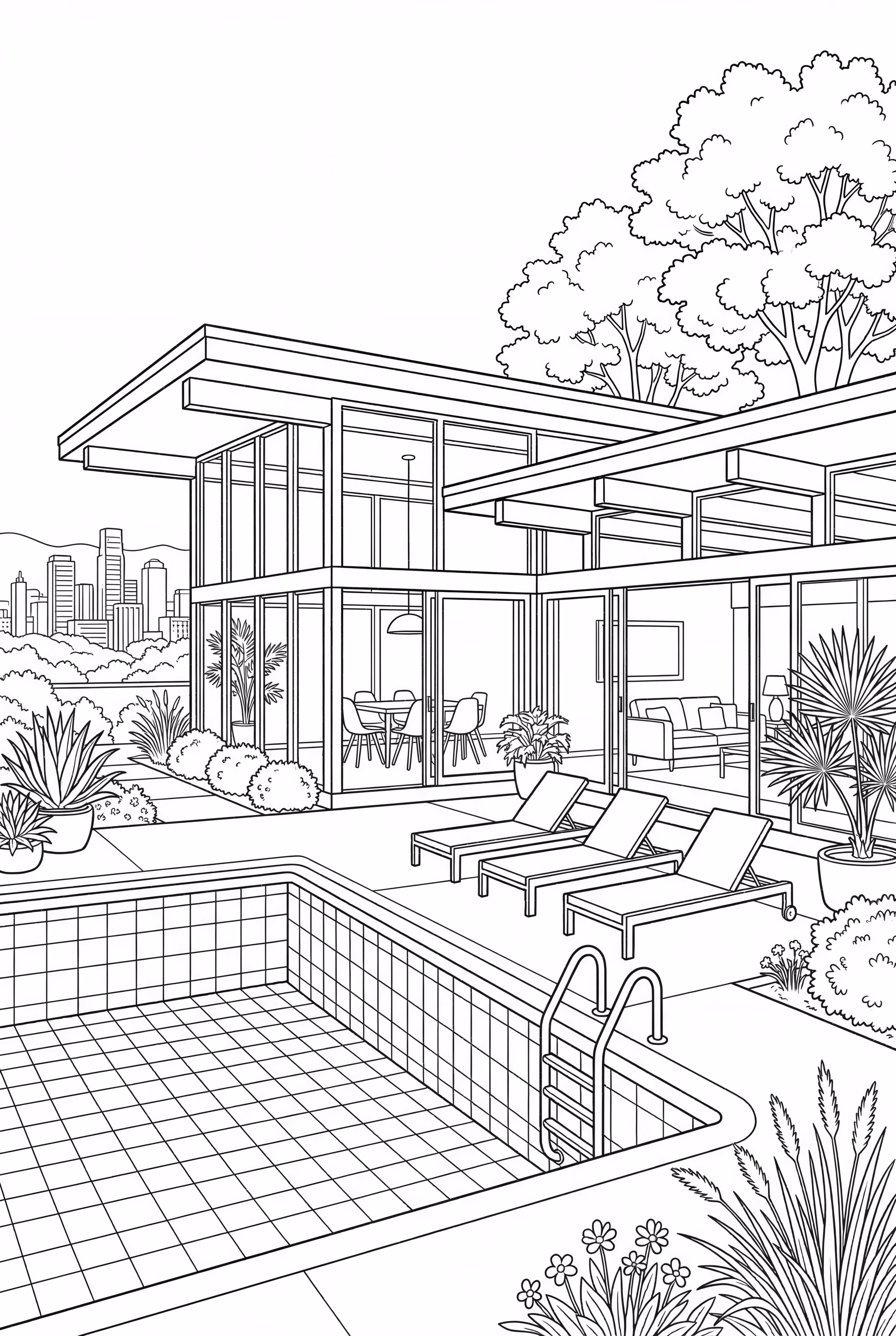 Bojack Horseman 的精緻房屋與游泳池景觀