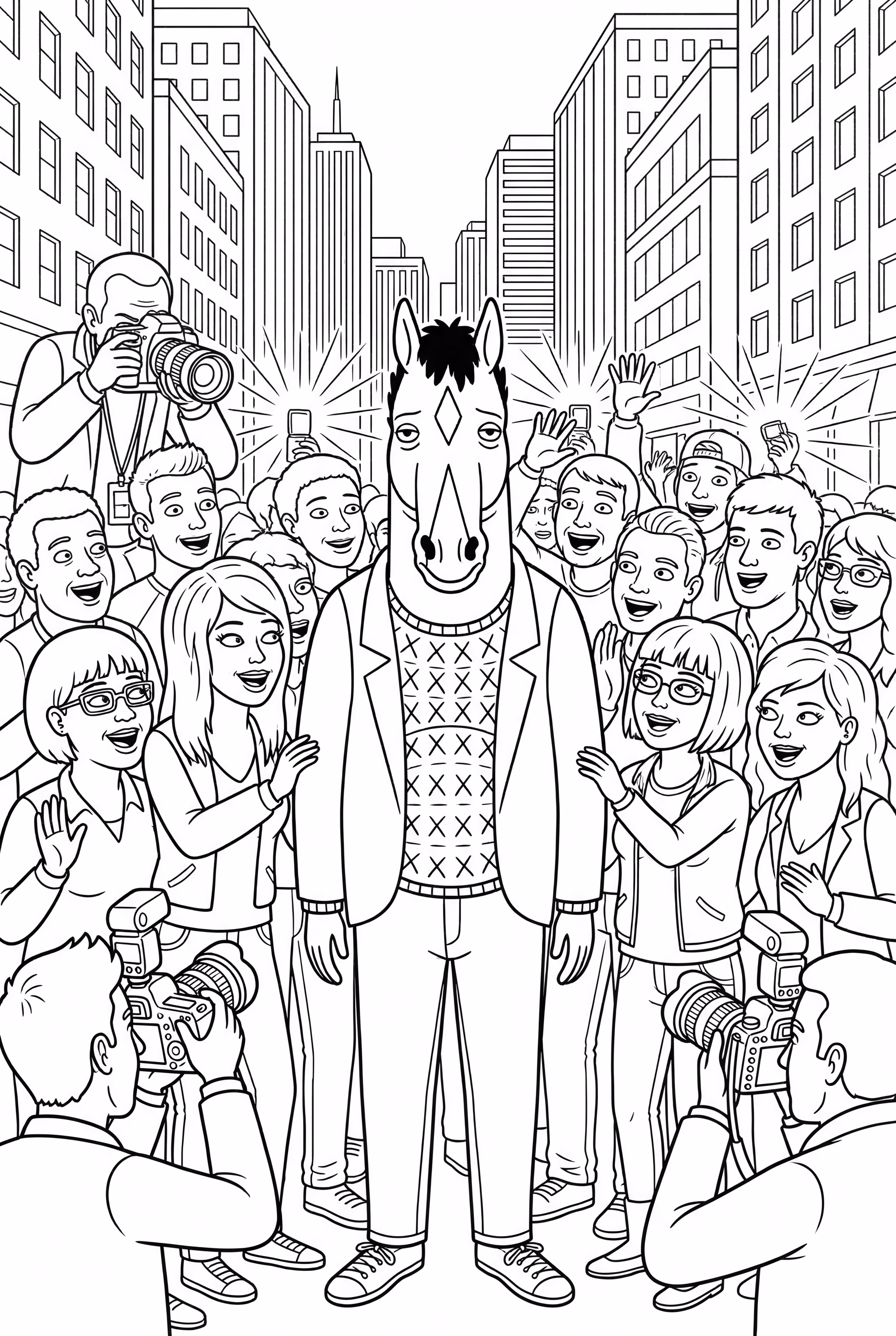 Bojack Horseman Surrounded By Fans And Paparazzi