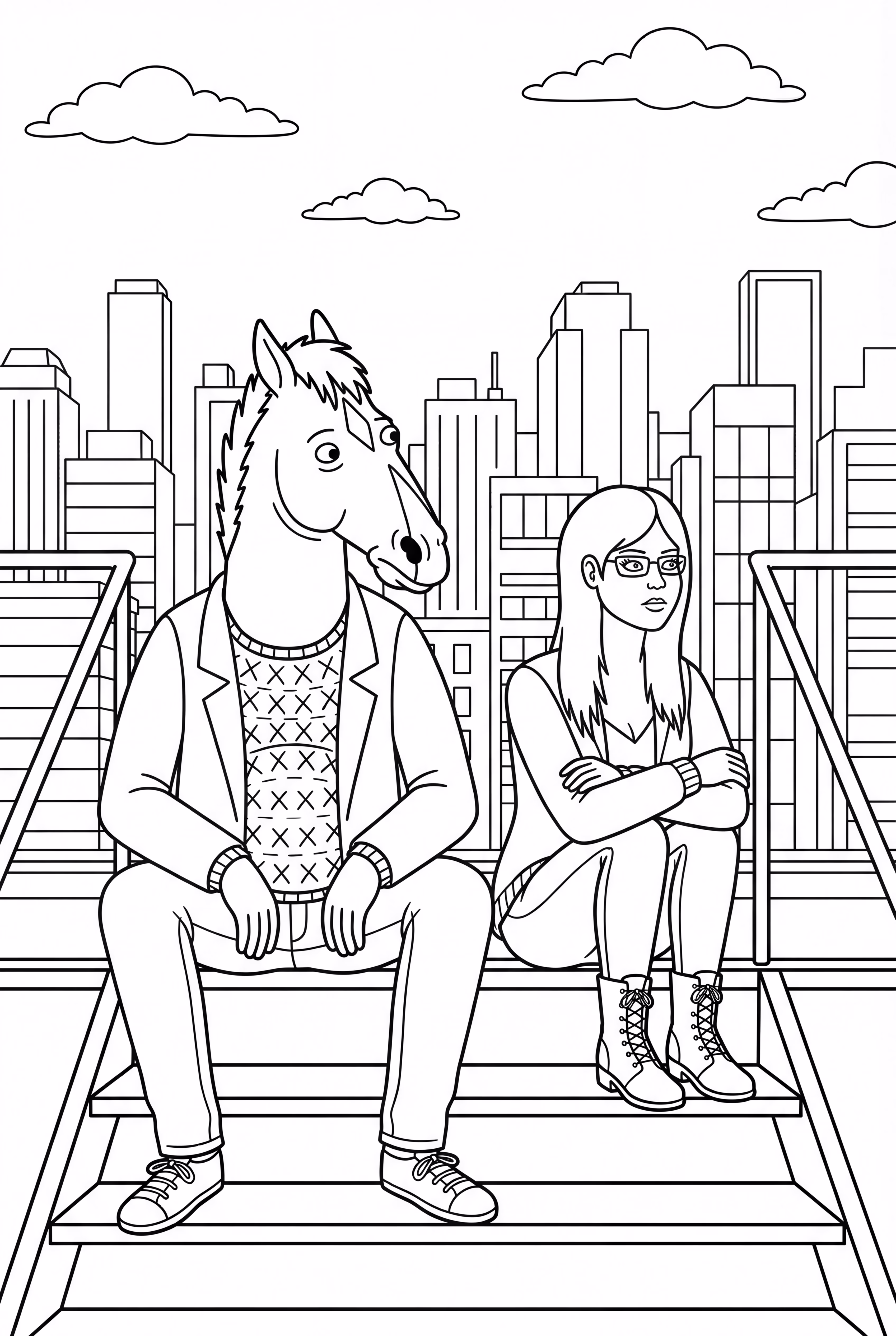 Bojack Horseman mit Diane Nguyen auf dem Dach