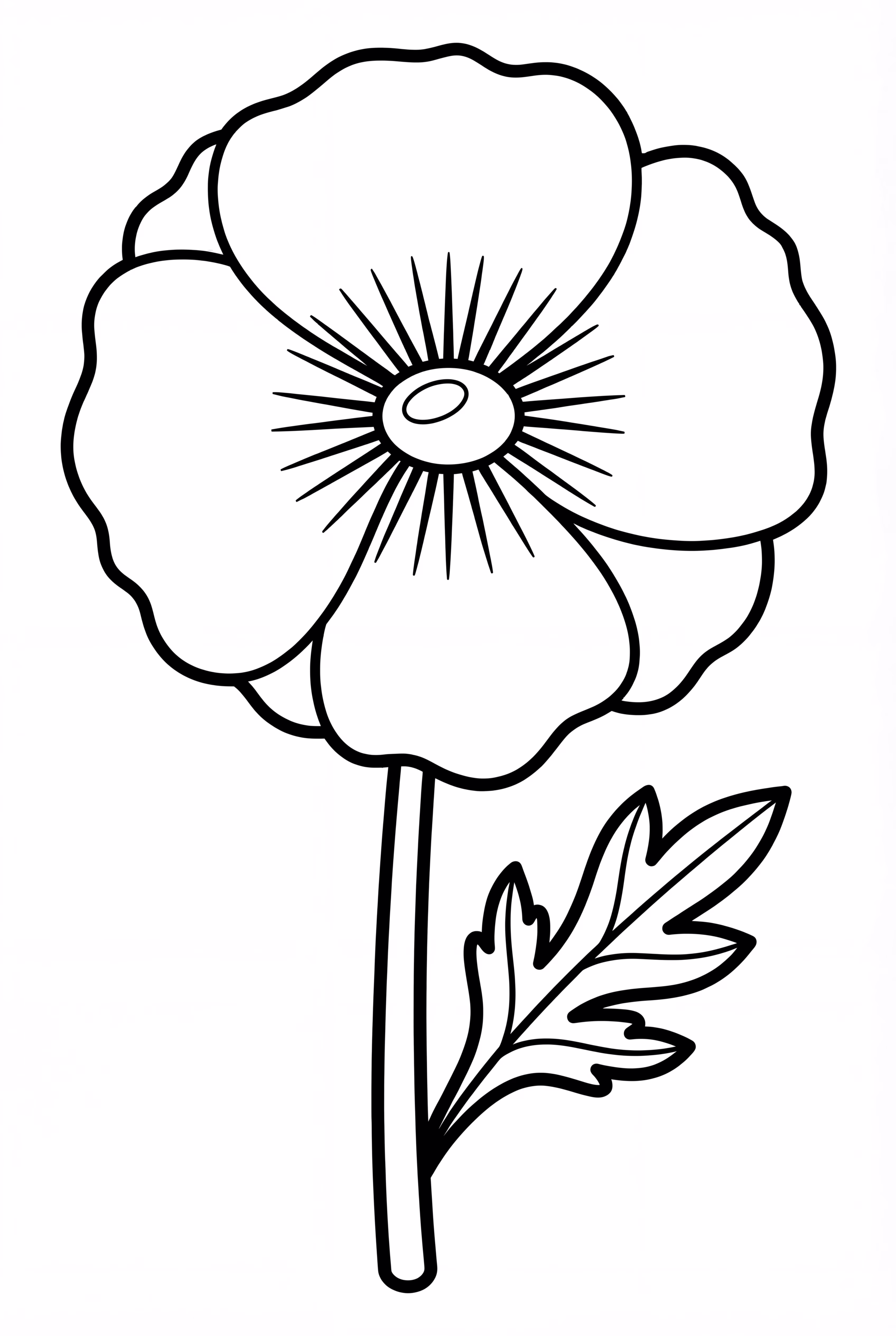 Bold Outline Poppy Flower