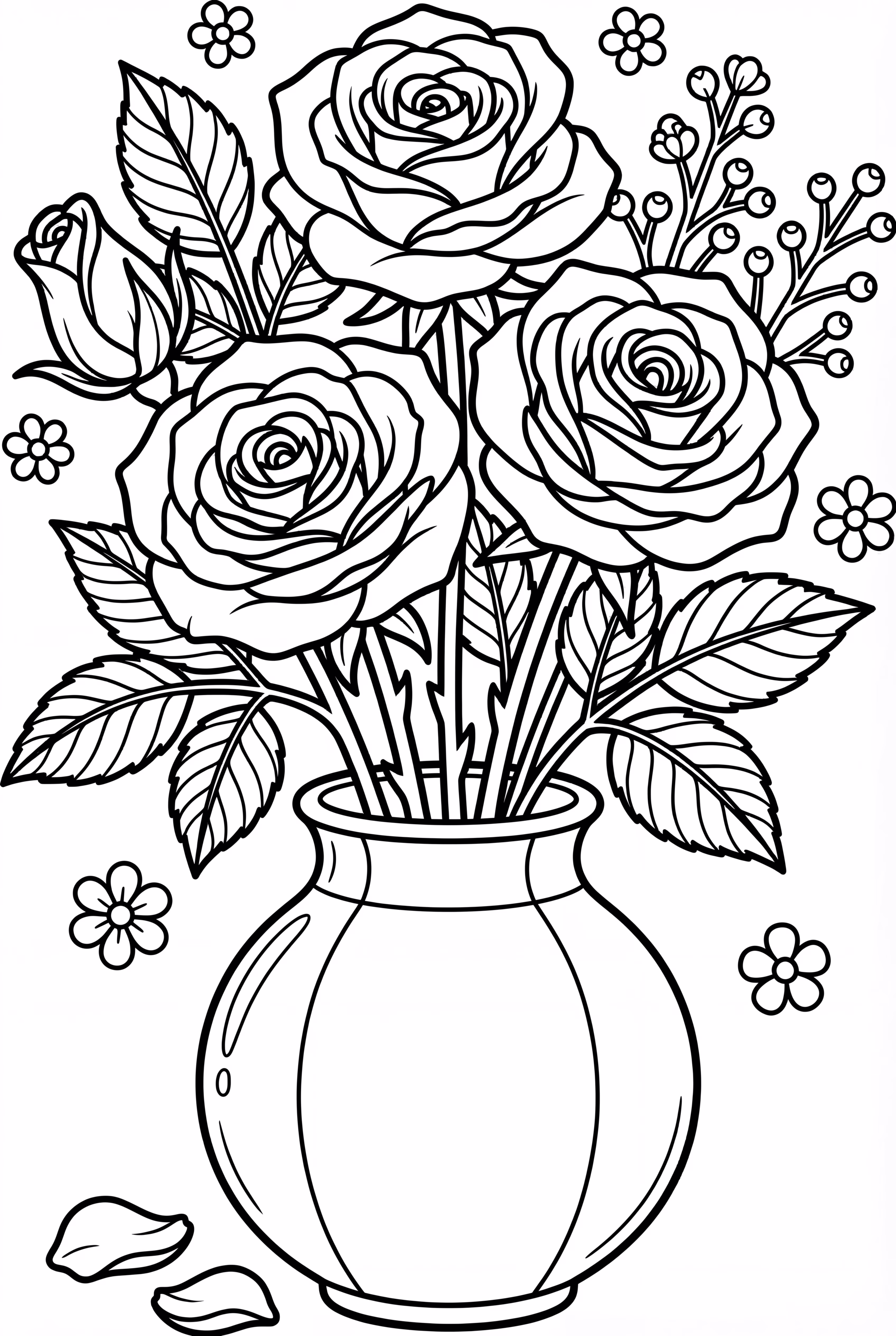 상세한 꽃잎을 가진 리얼한 장미 꽃다발