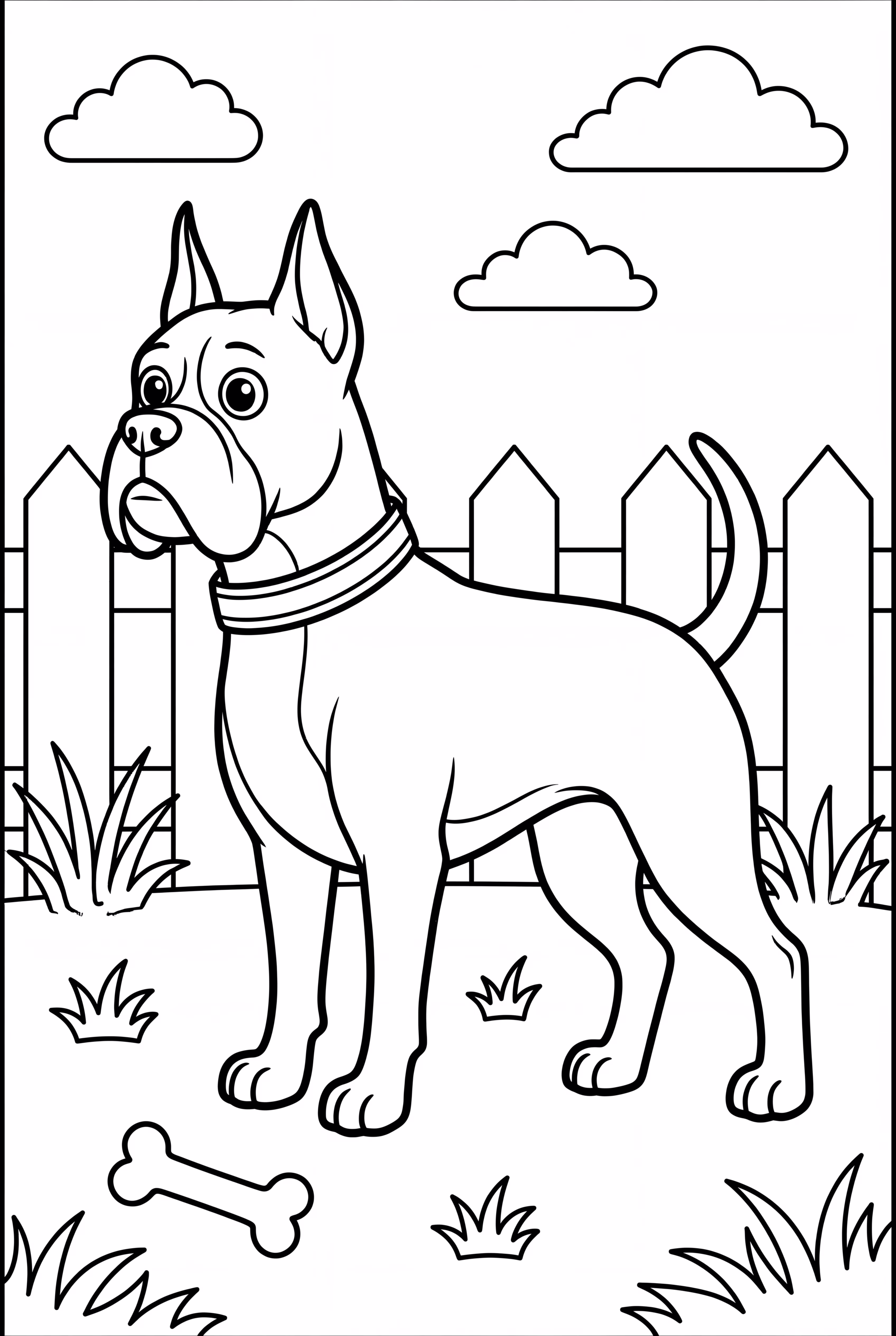 Boxer Dog Standing Alert