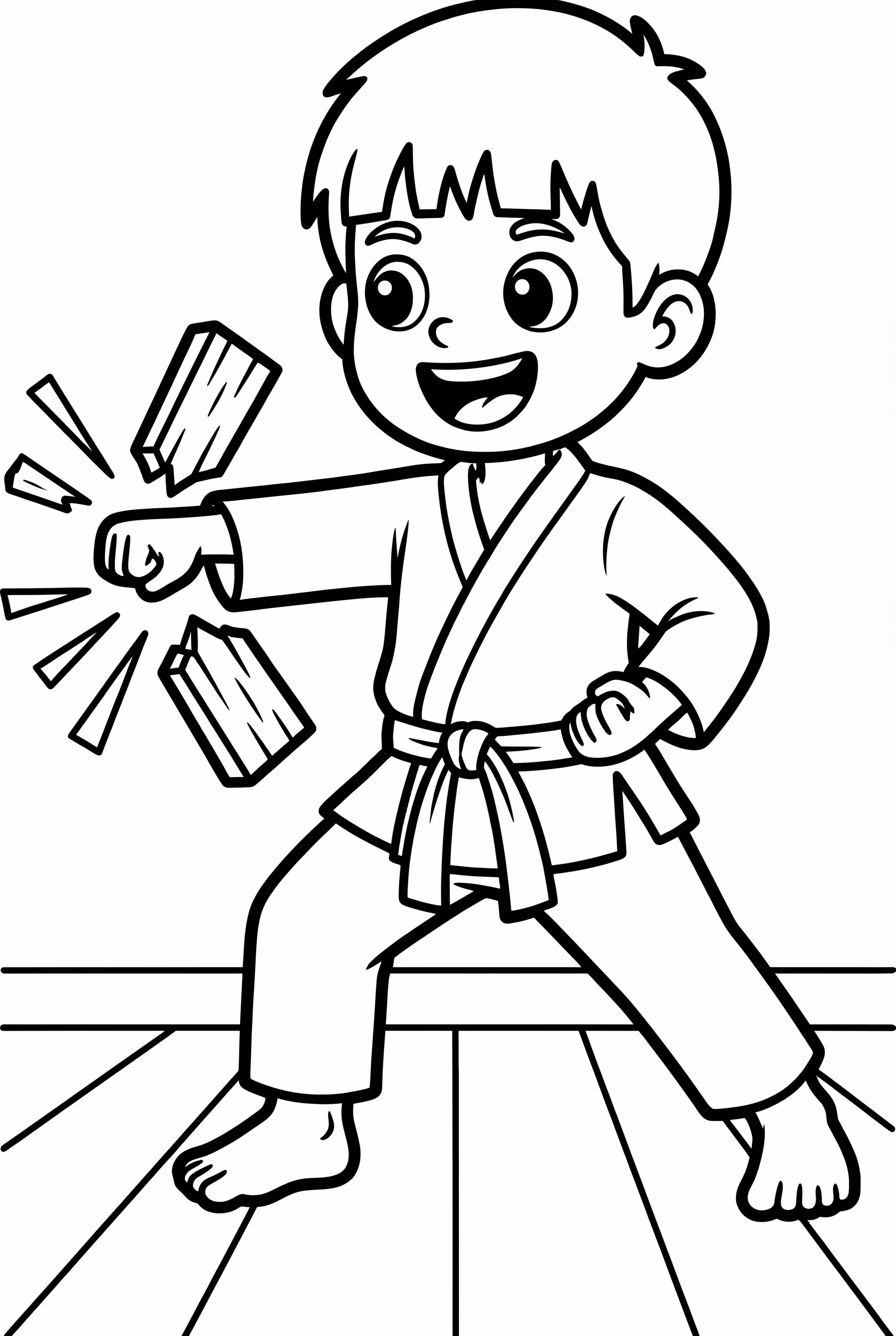 Boy Breaking A Karate Board