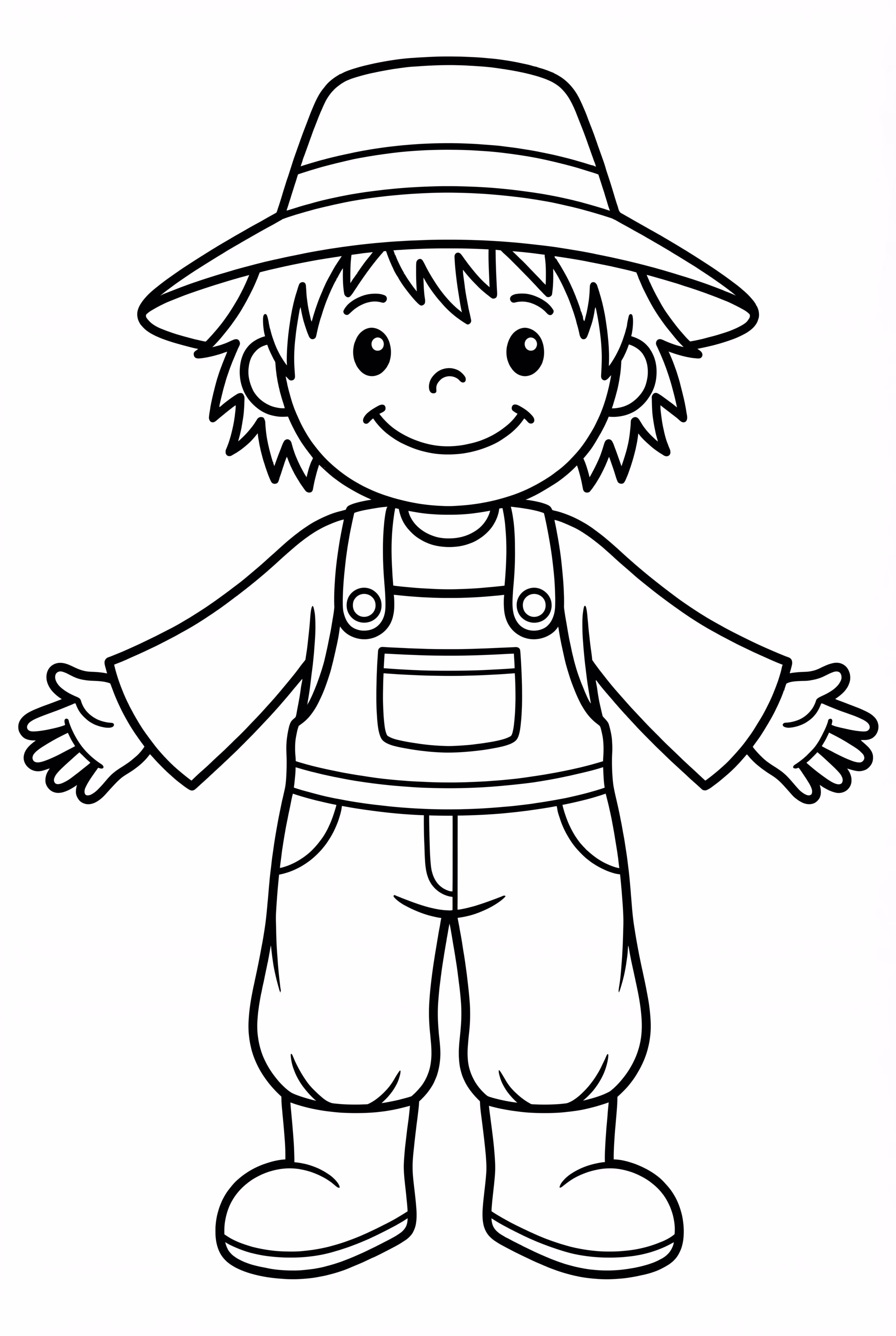 Boy Scarecrow In Overalls