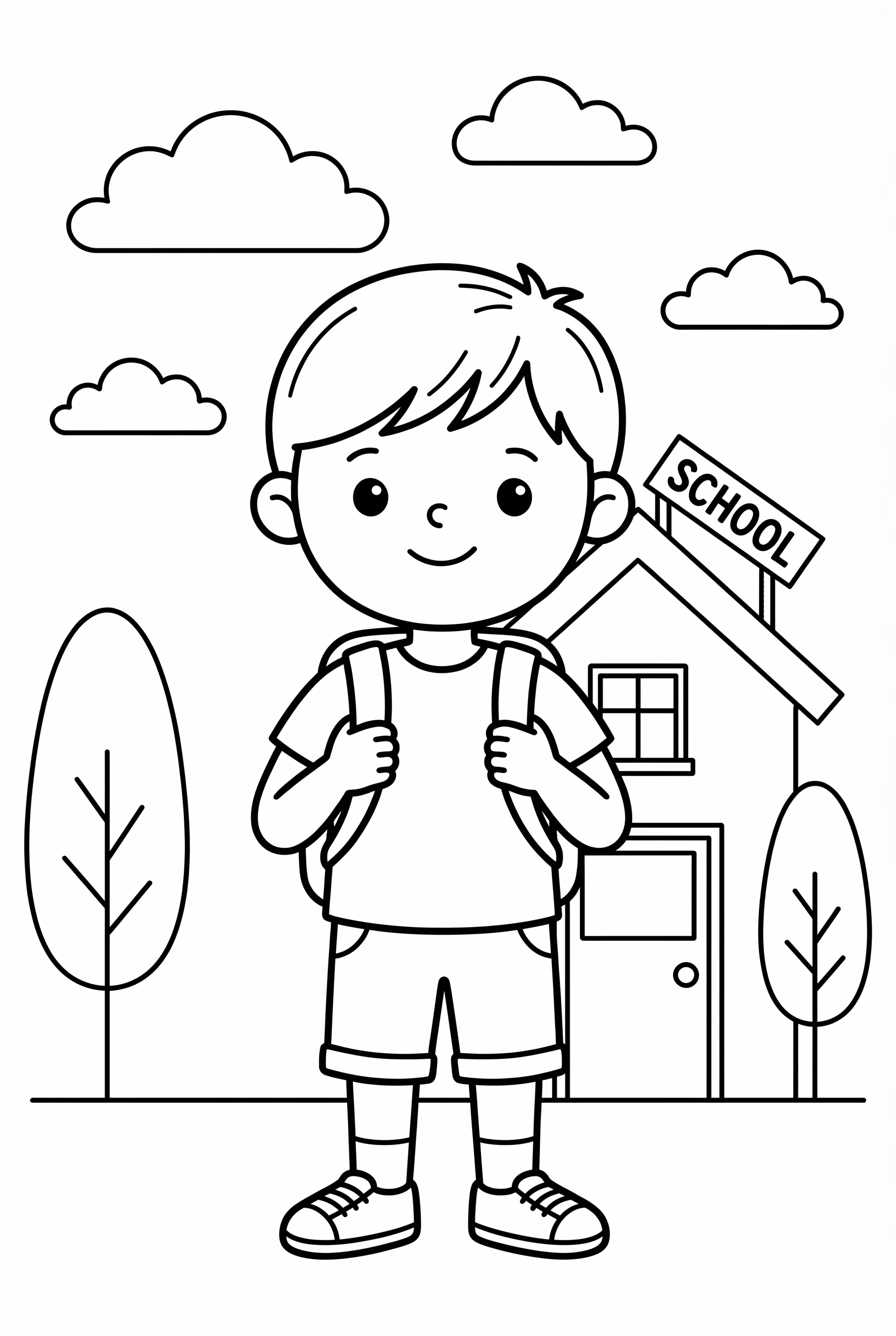 Boy With Backpack On First Day Of School