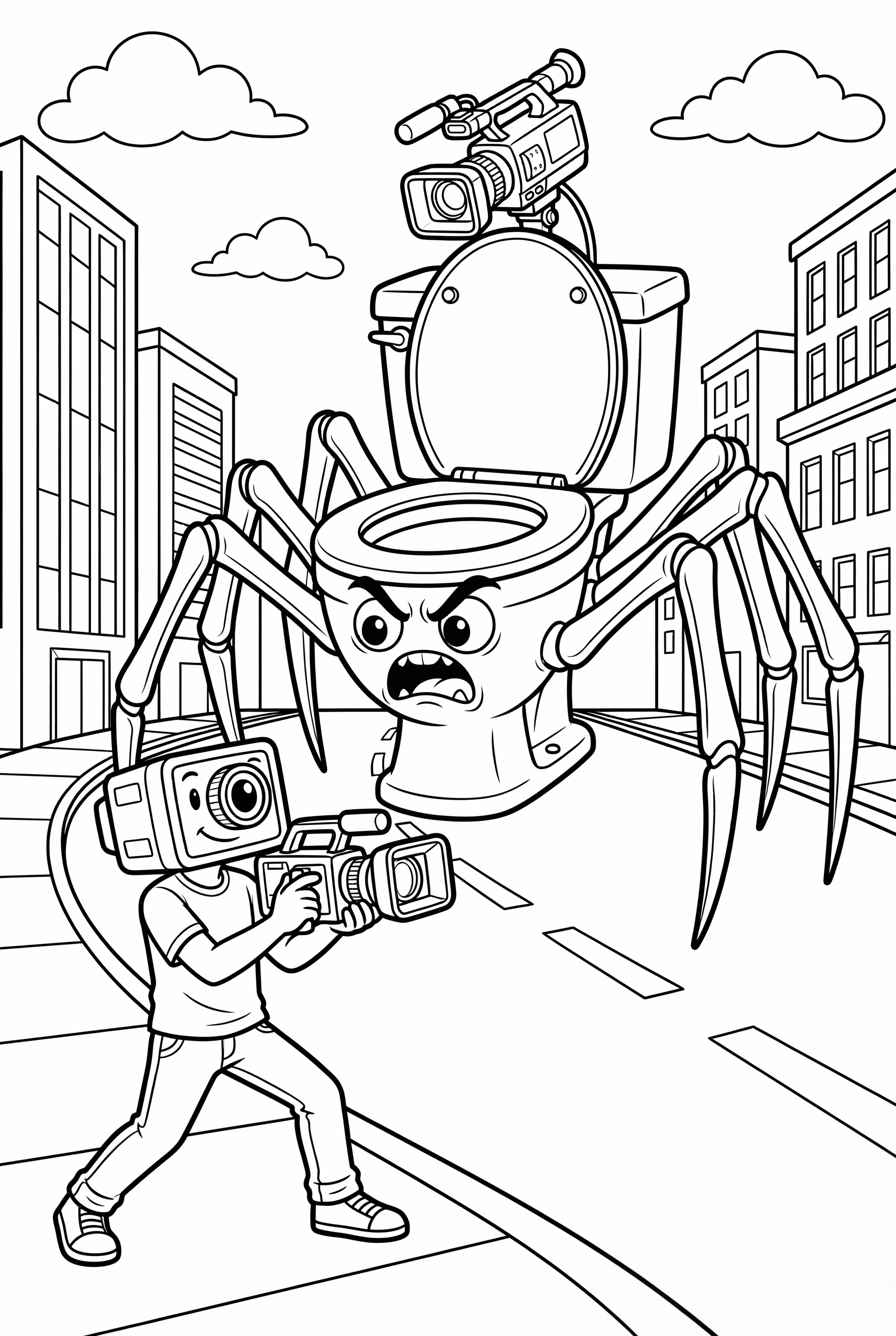 勇敢的摄影师勇斗蜘蛛斯基比迪马桶