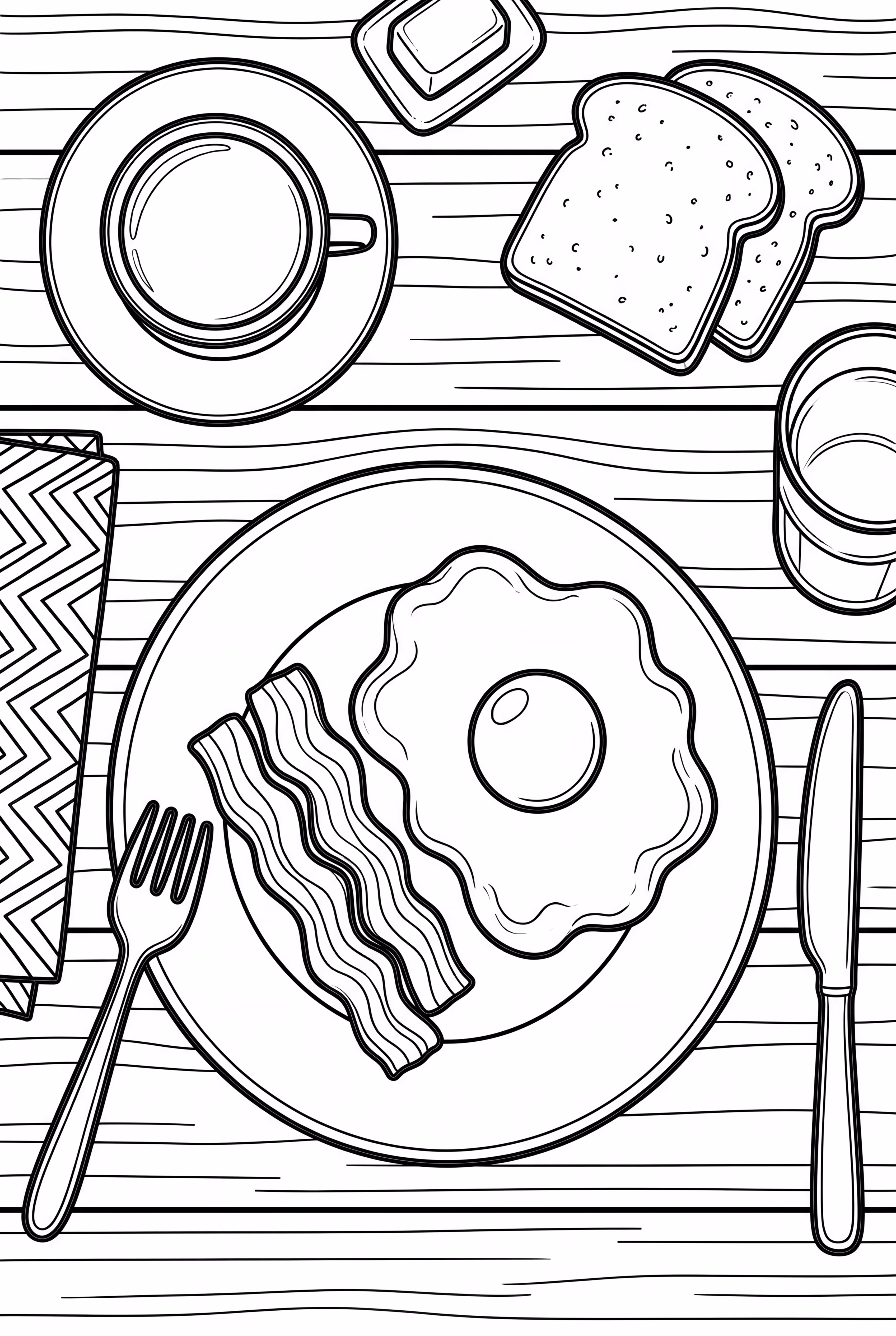 Breakfast Table With Bacon And Egg