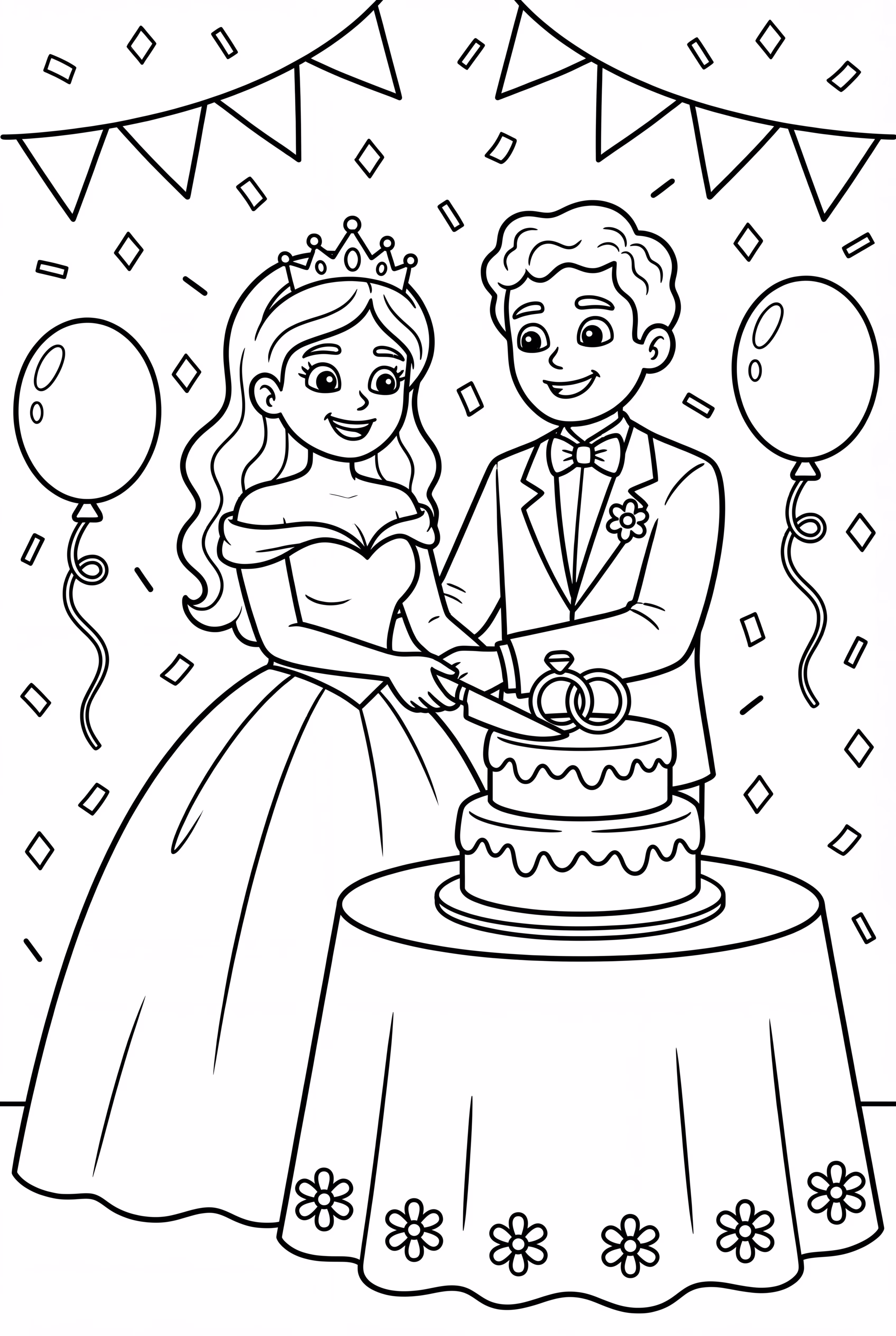 Novia y novio cortando el pastel de bodas