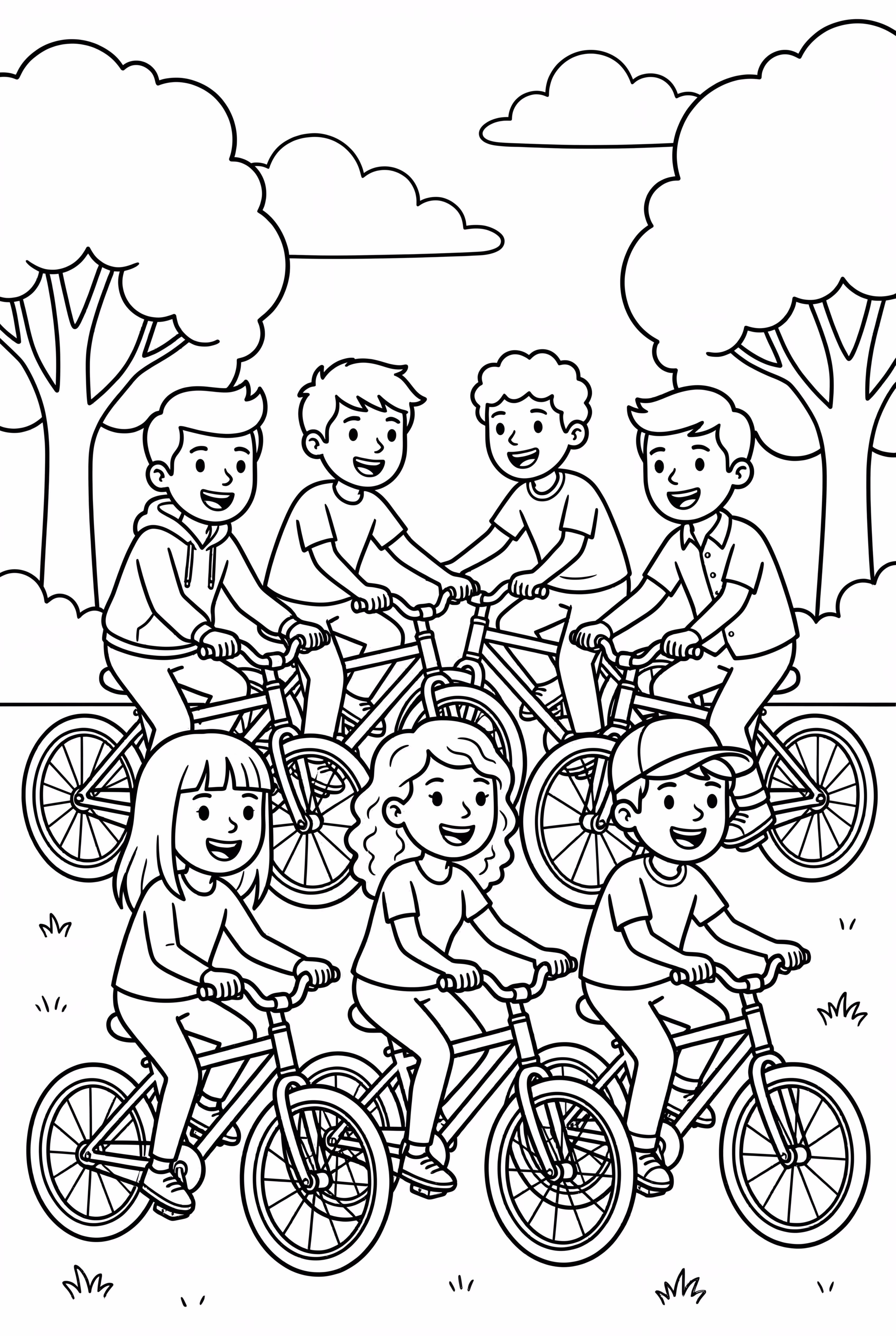 BTS Riding Bicycles In A Park