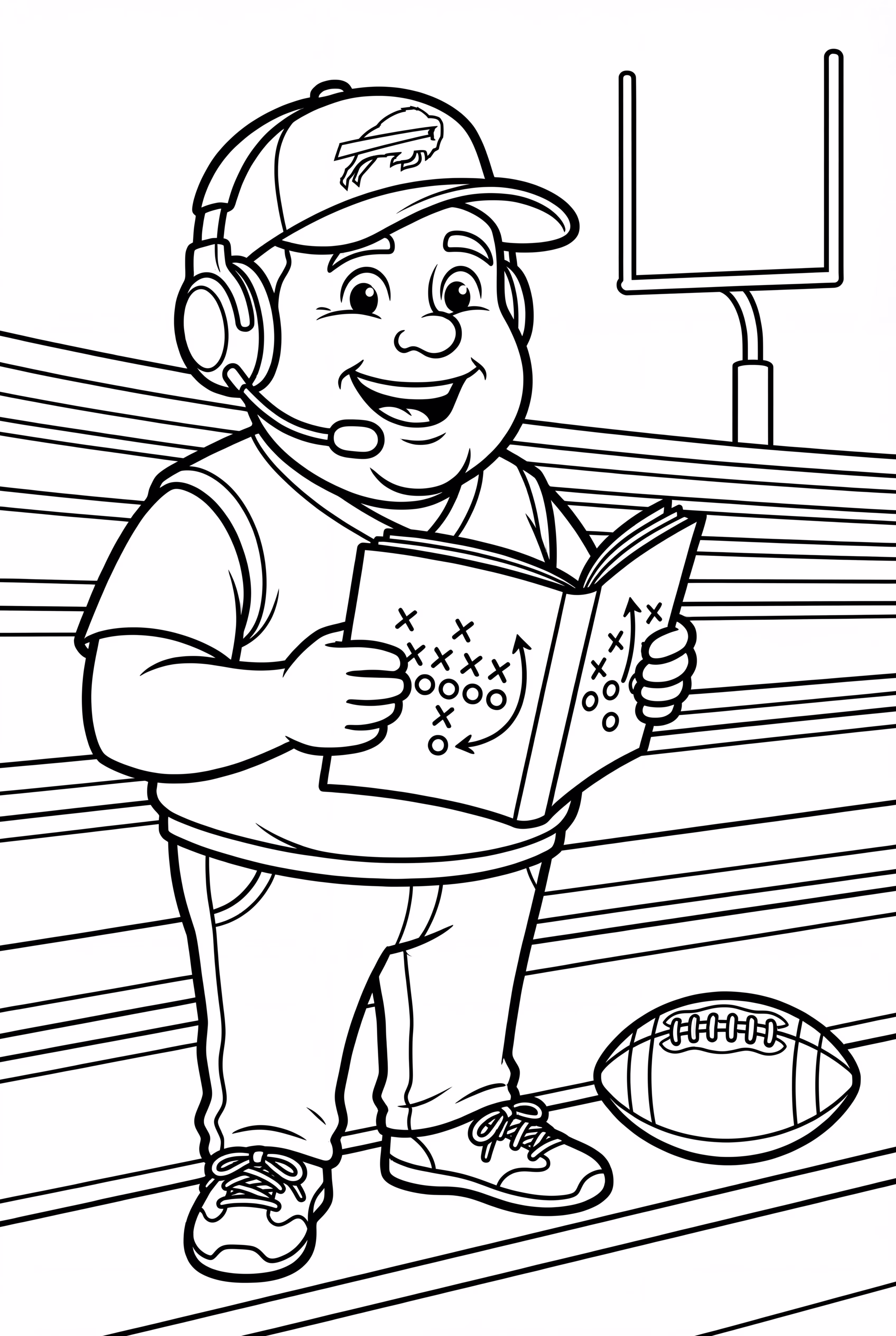 Buffalo Bills Trainer mit einem Spielbuch