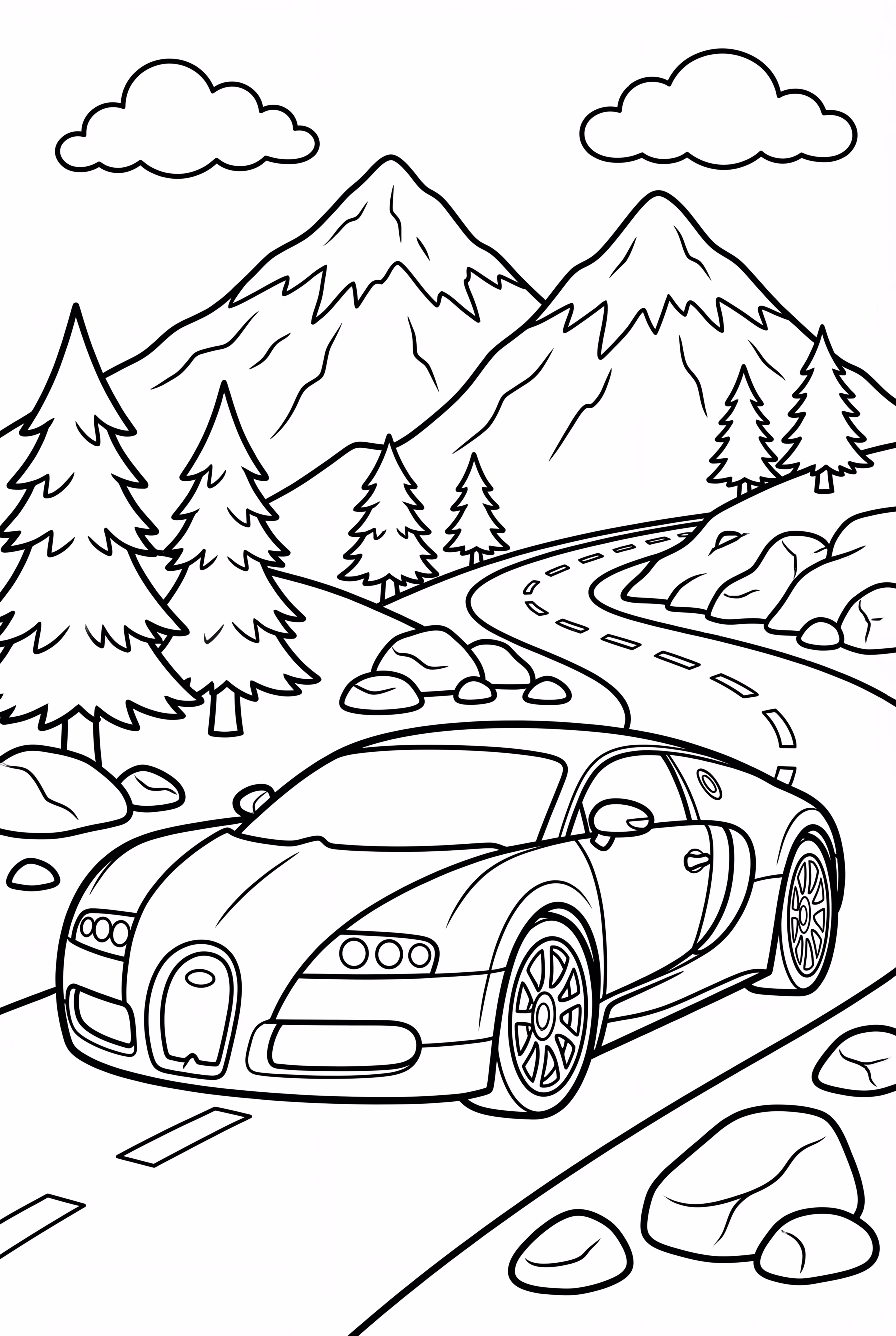 Bugatti On A Winding Mountain Road