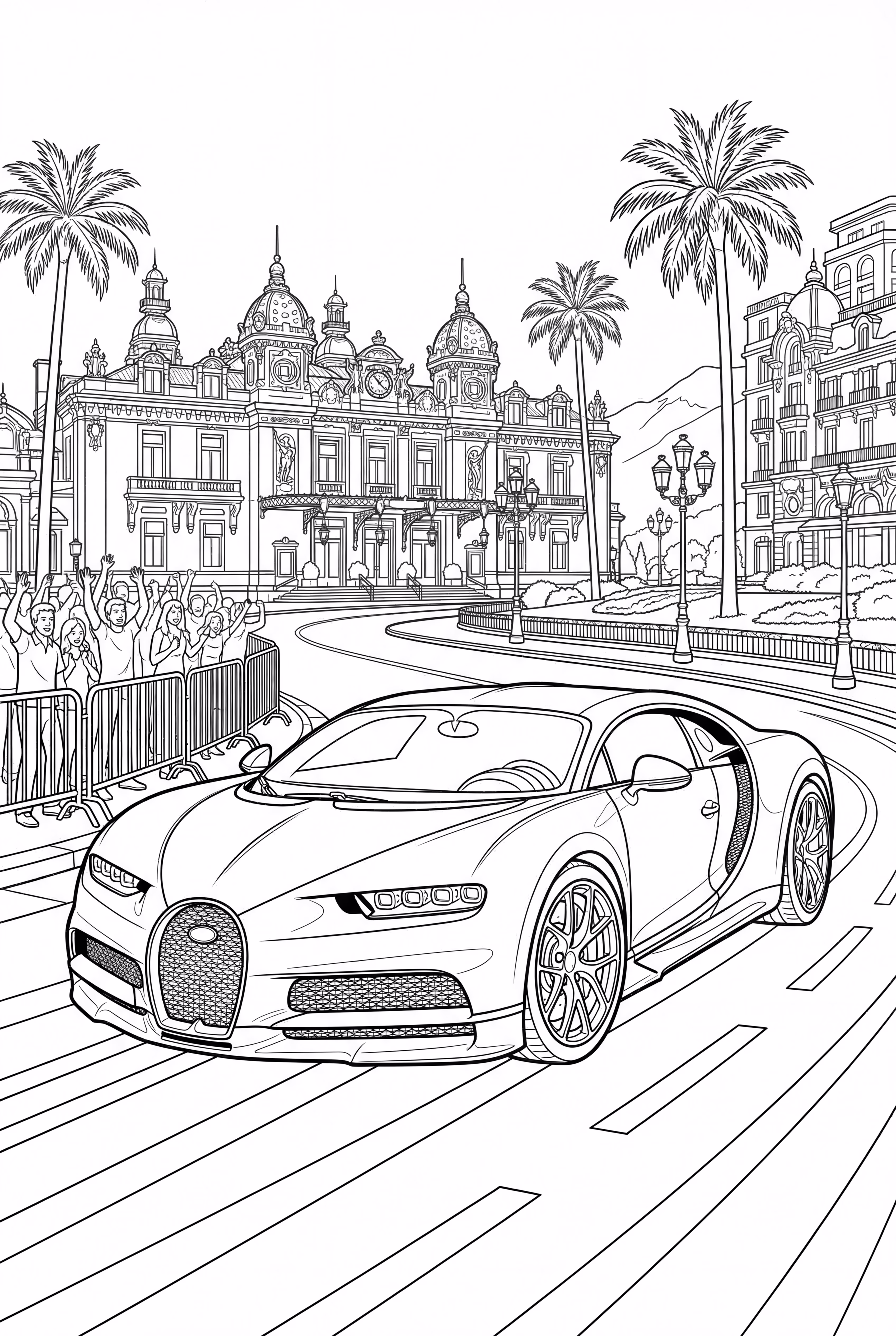 Bugatti en course à travers Monaco