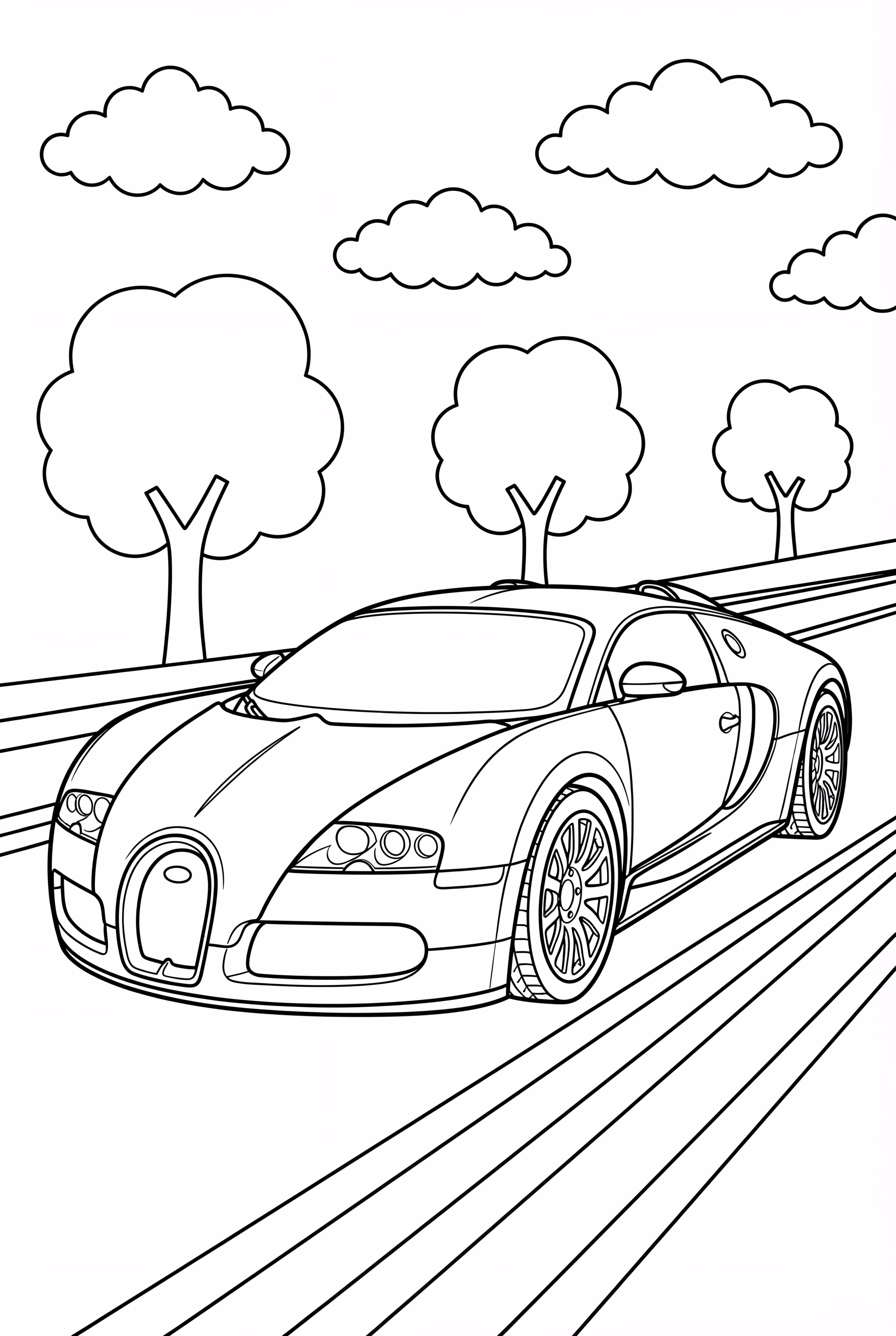 Bugatti rast die Autobahn entlang