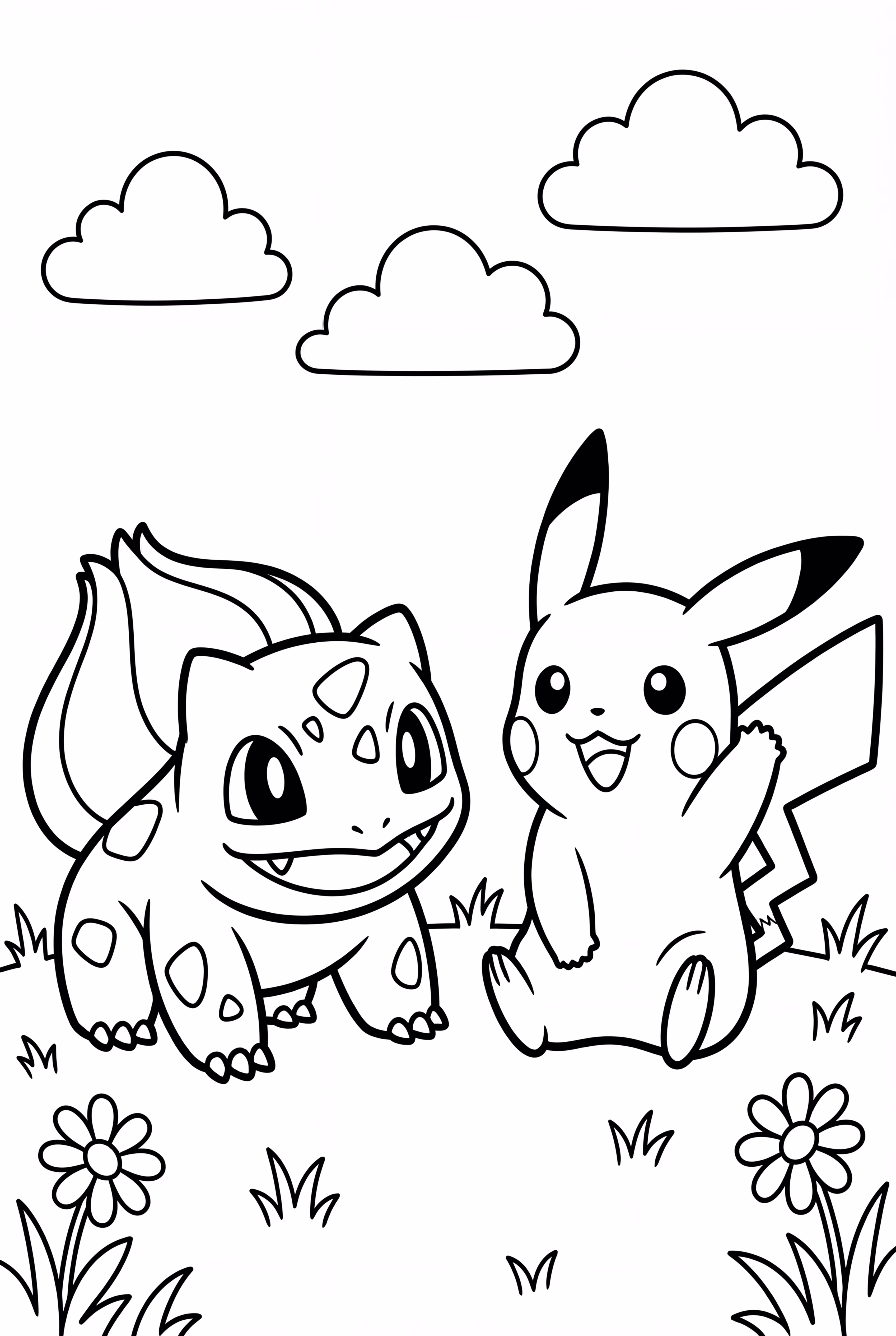 Glumanda und Pikachu spielen zusammen