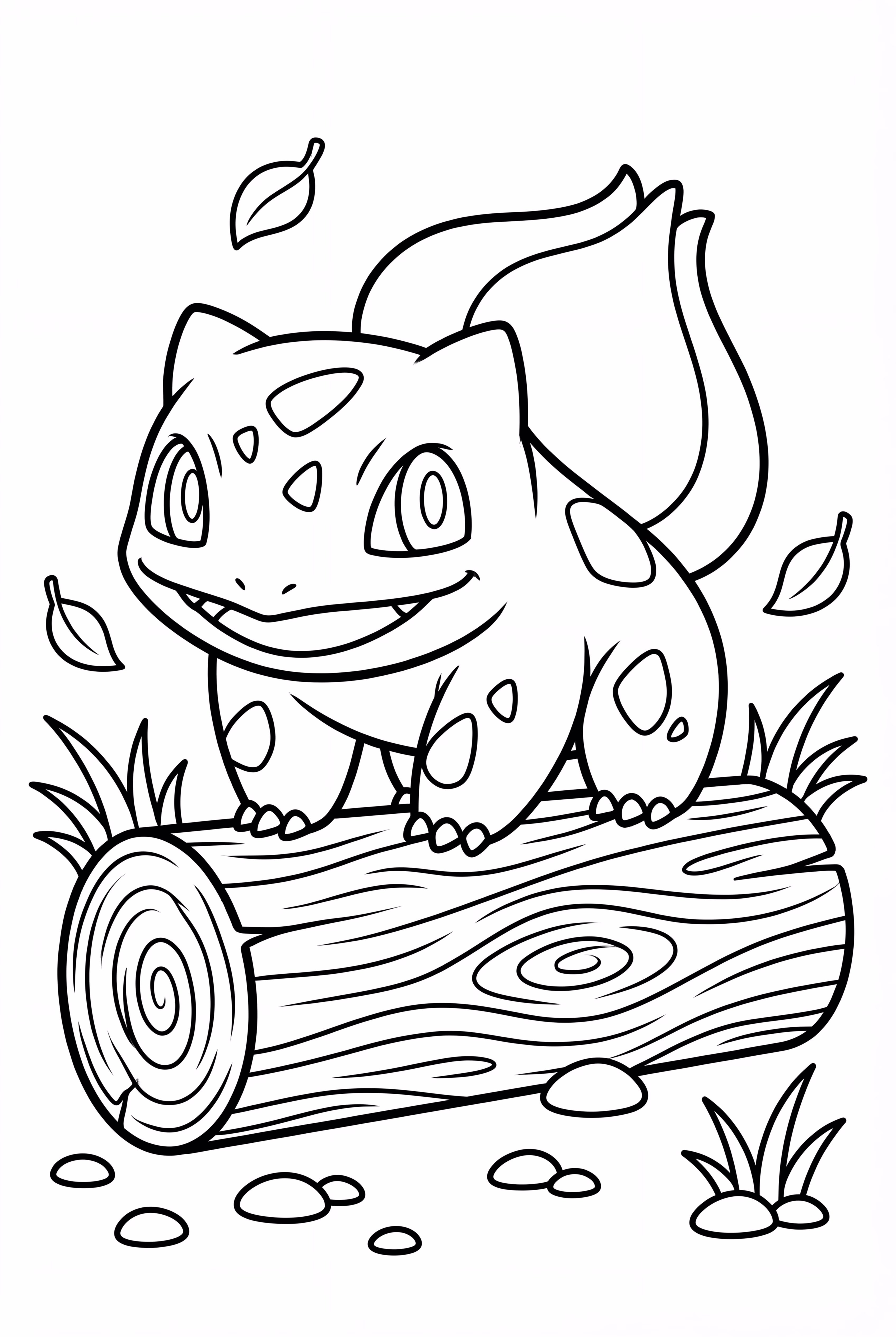 Bisasam Balanciert Auf Einem Baumstamm