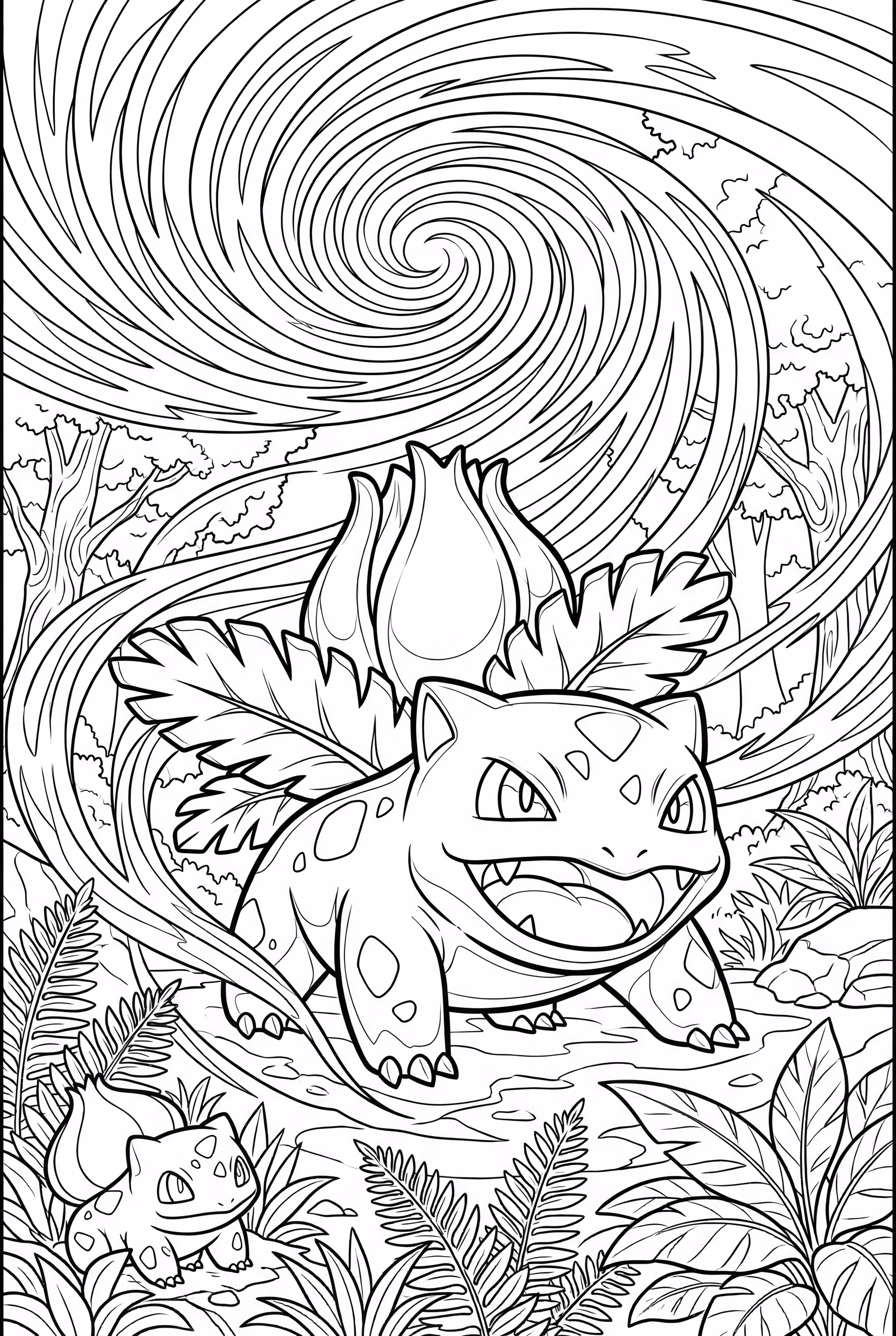 Bisasam lädt einen Solarstrahl-Angriff auf