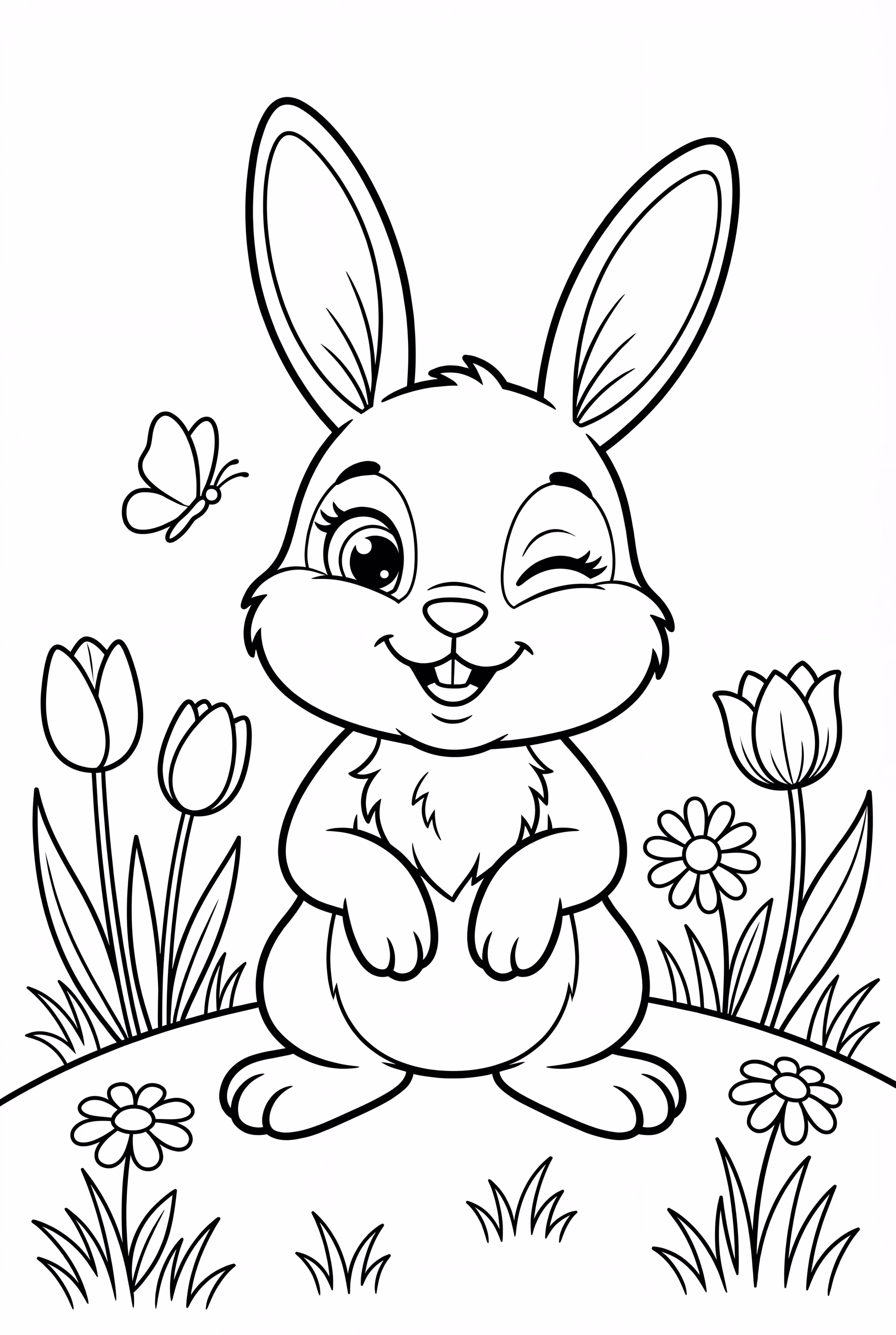 Bunny and Flowers Spring