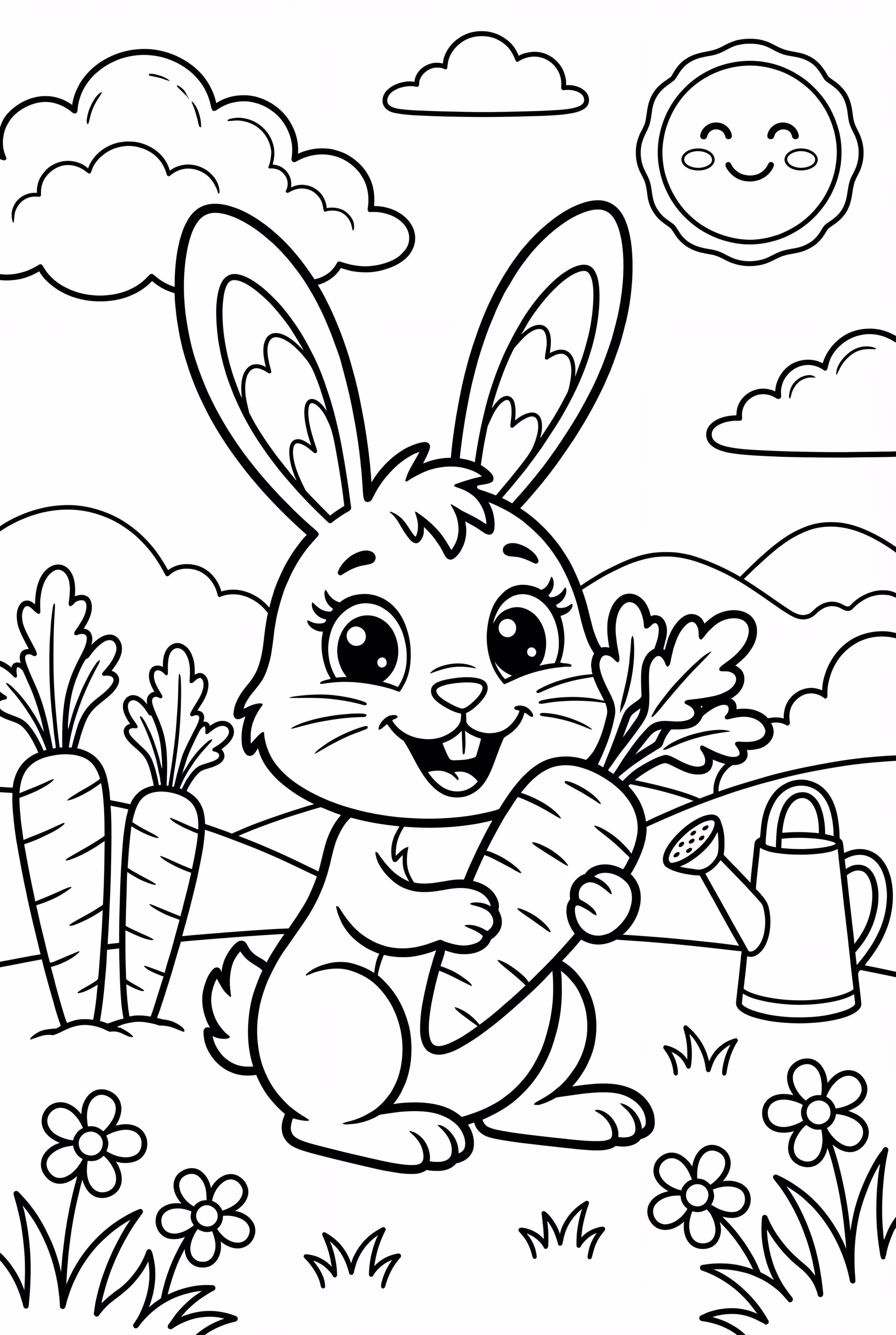 Bunny Carrot Garden Morning