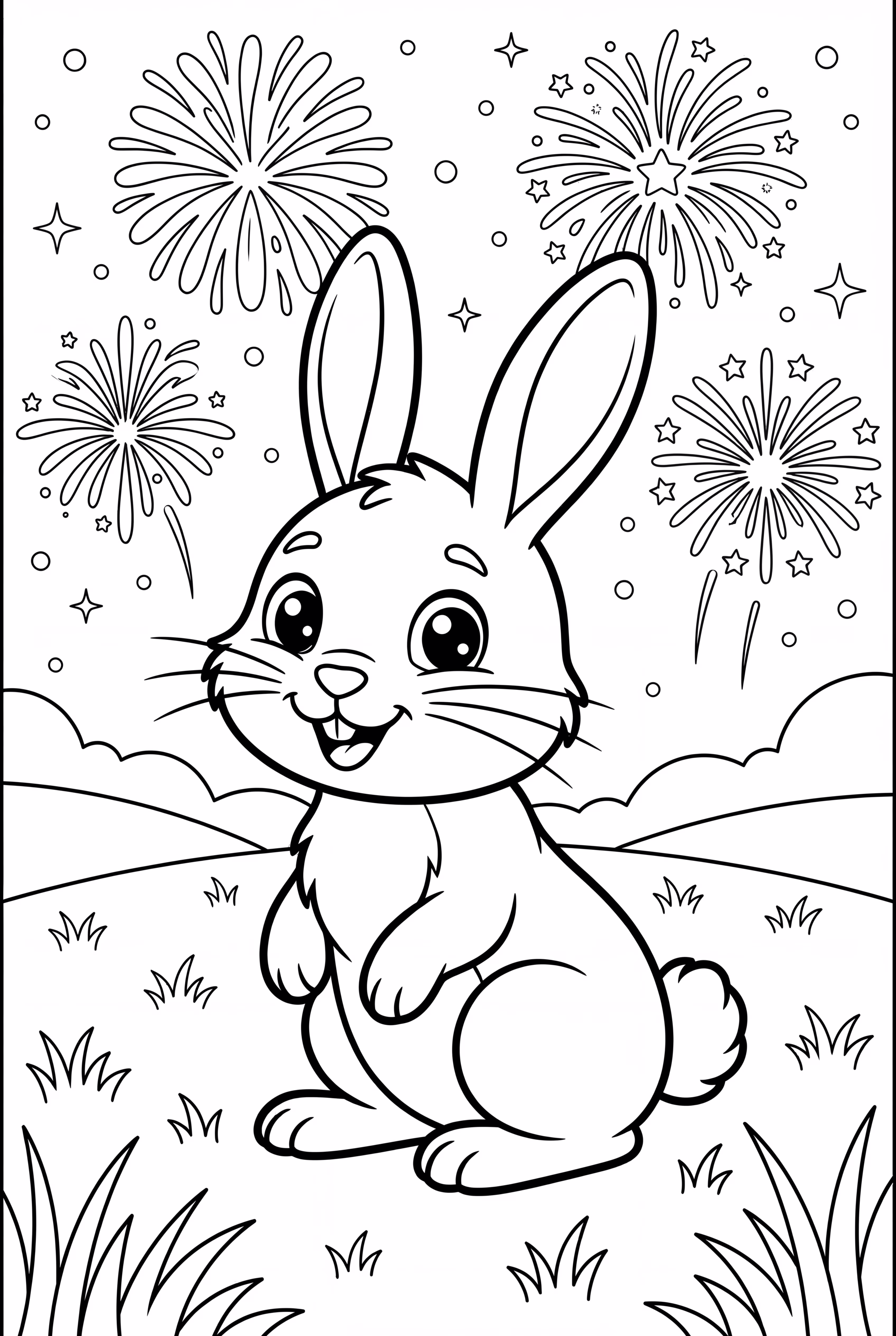 兔子欣赏新年烟花